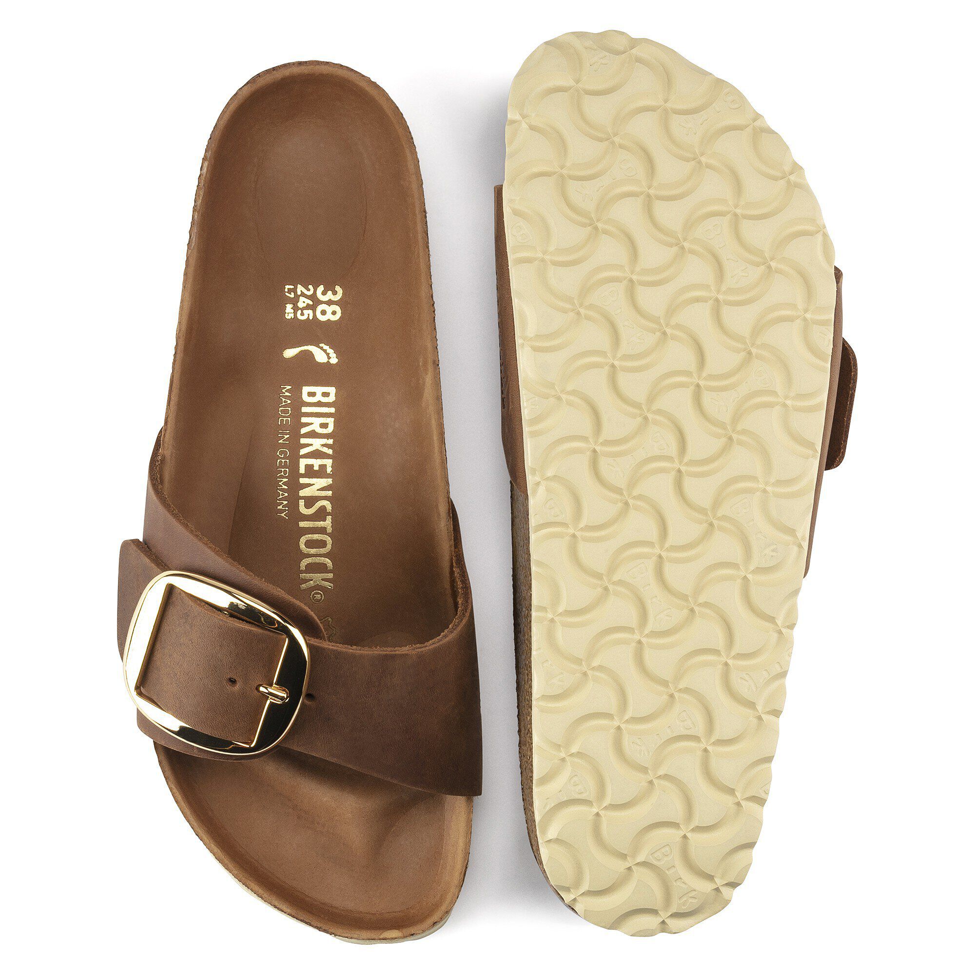 Madrid big buckle cheap birkenstock cognac