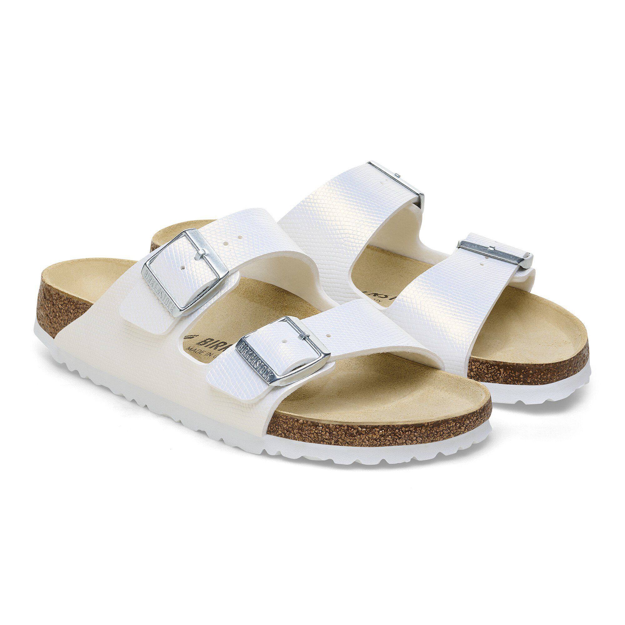Arizona Birko-Flor Embossed Shiny White | BIRKENSTOCK