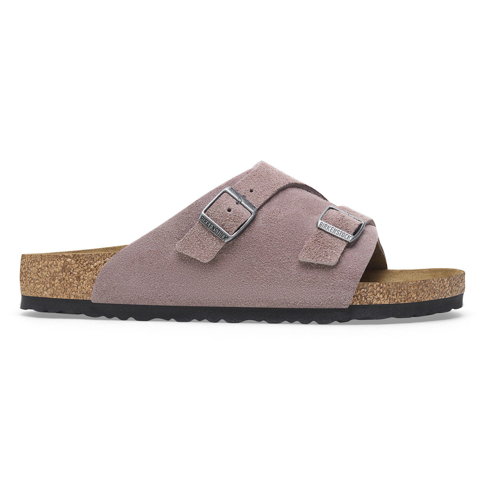 Birkenstock Zürich Suede Leather Faded Purple One-Strap Sandals