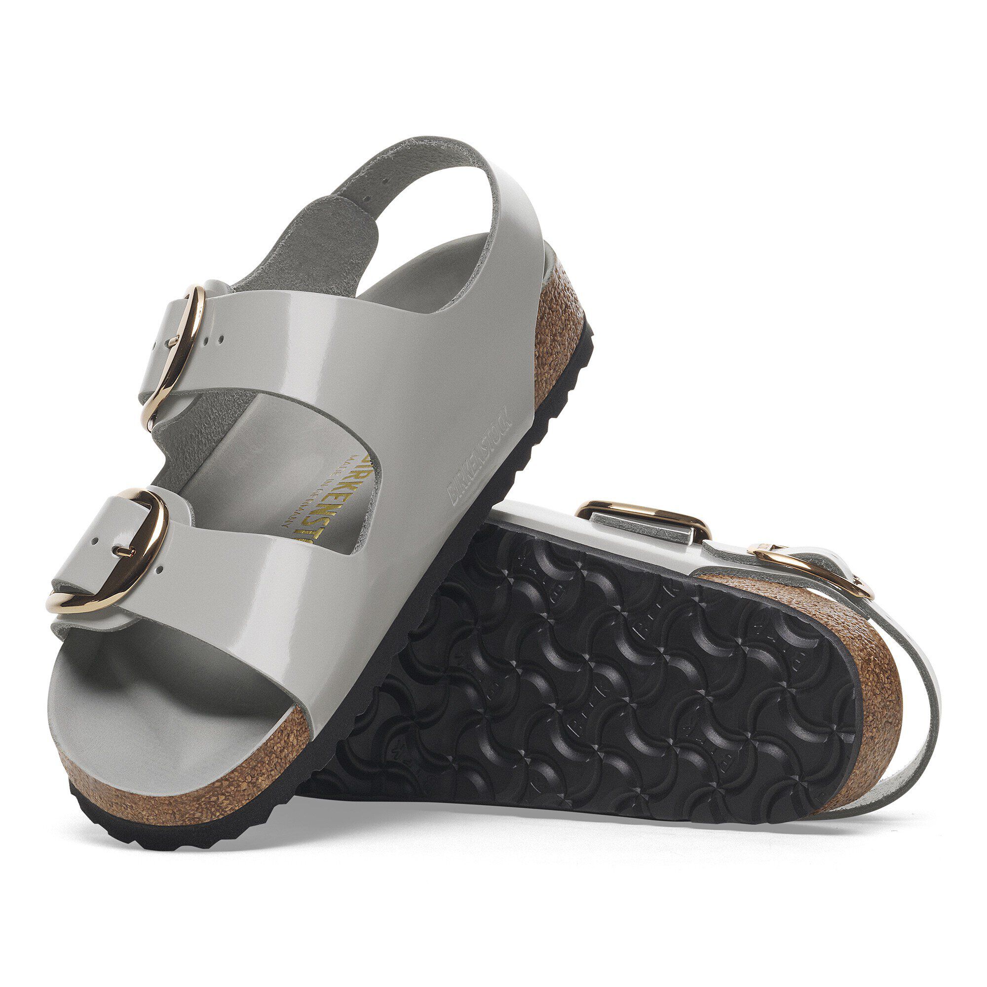 Milano Big Buckle Natural Leather Patent High Shine Stone