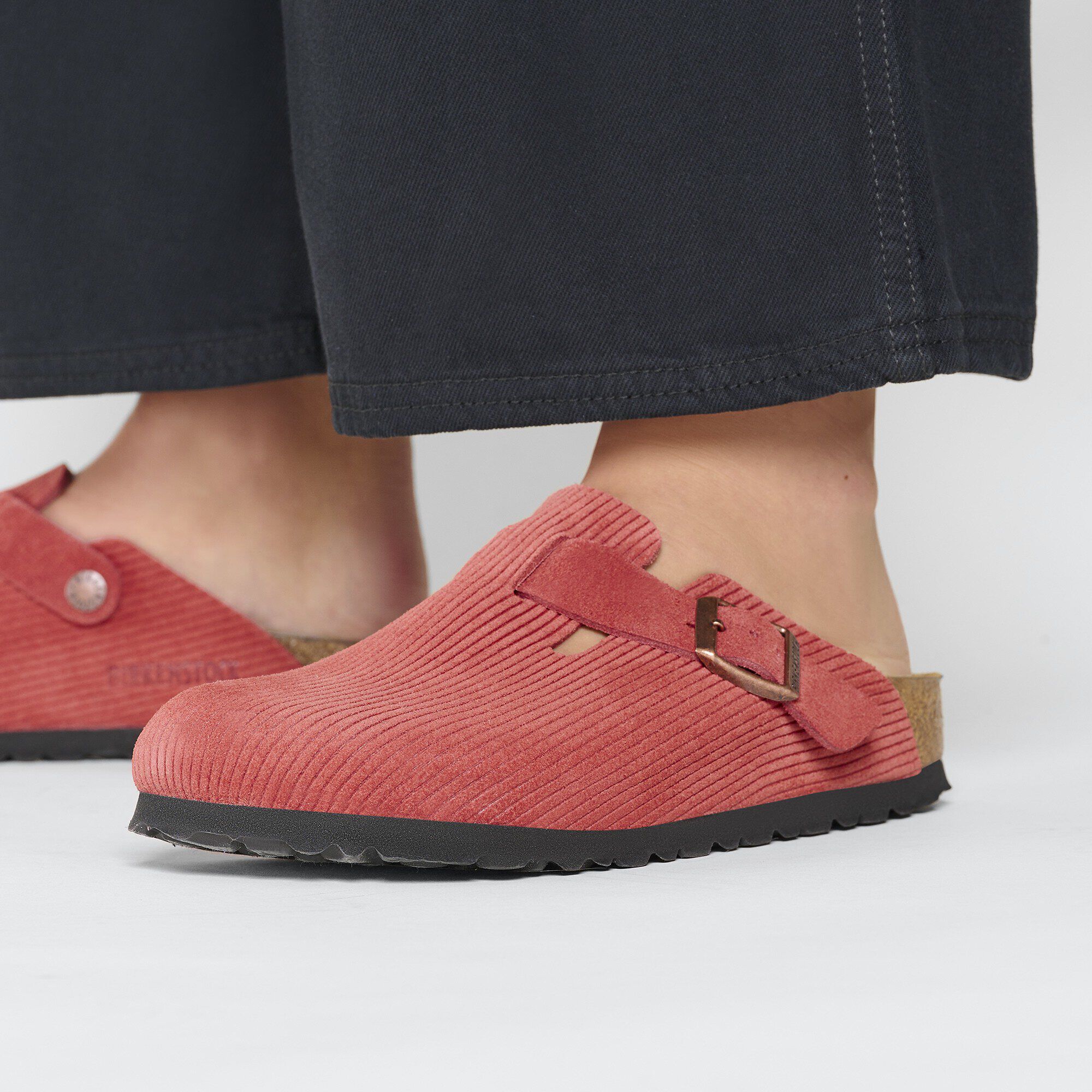 Boston Suede Embossed Corduroy Sienna Red BIRKENSTOCK
