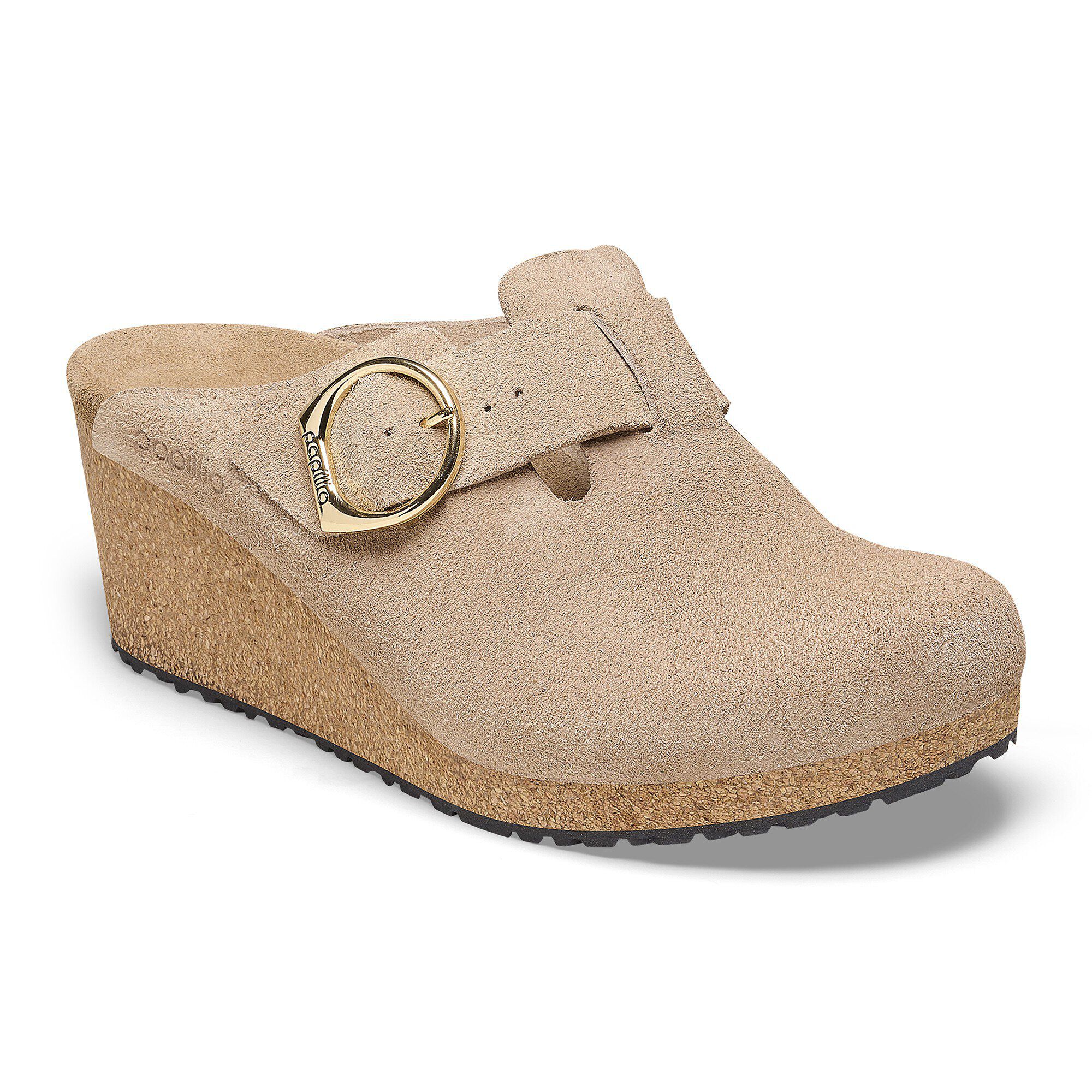 Birkenstock Fanny Ring Buckle Suede Leather Warm Sand Clogs