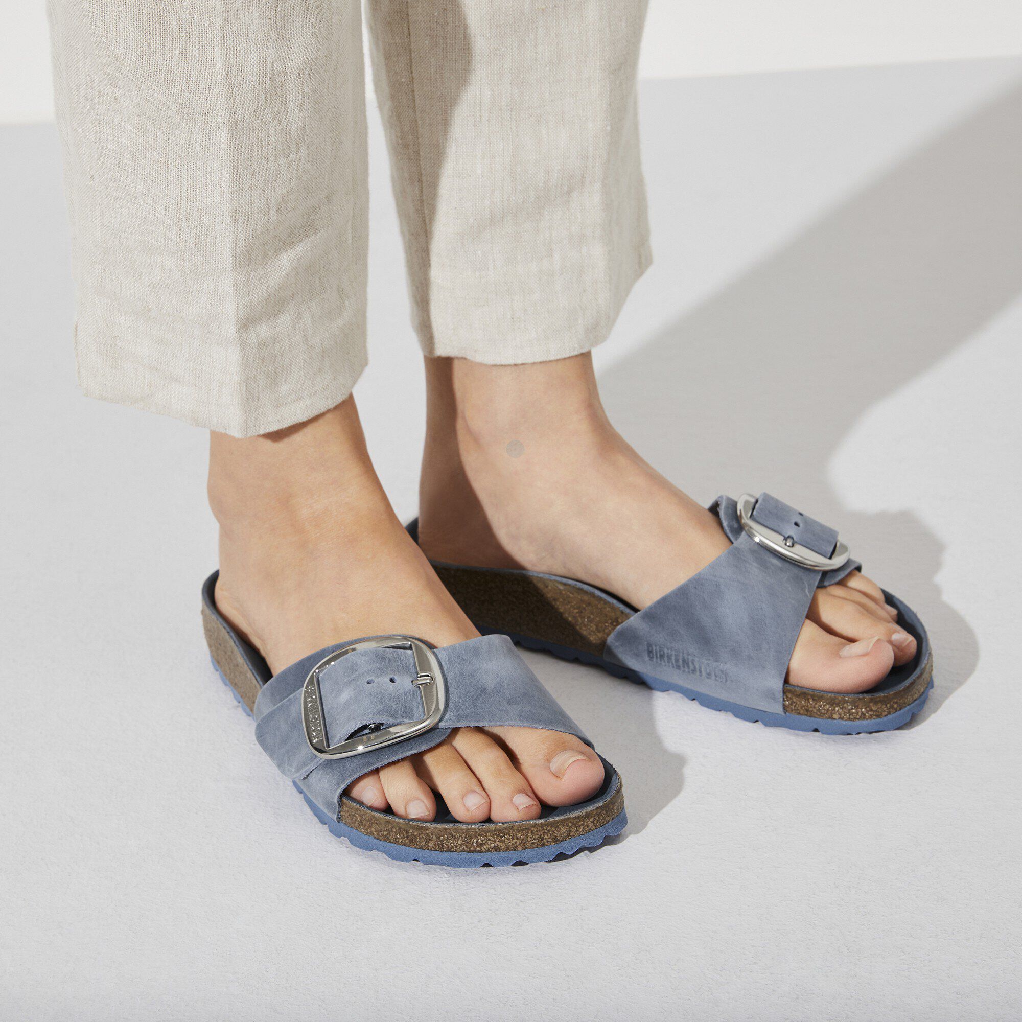 Birkenstock madrid big buckle blue silver