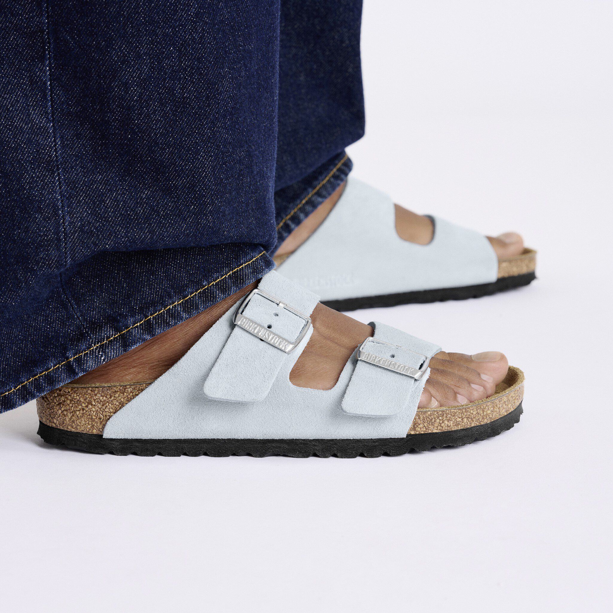 Birkenstock Arizona Soft Footbed Sandal Sky Blue Suede