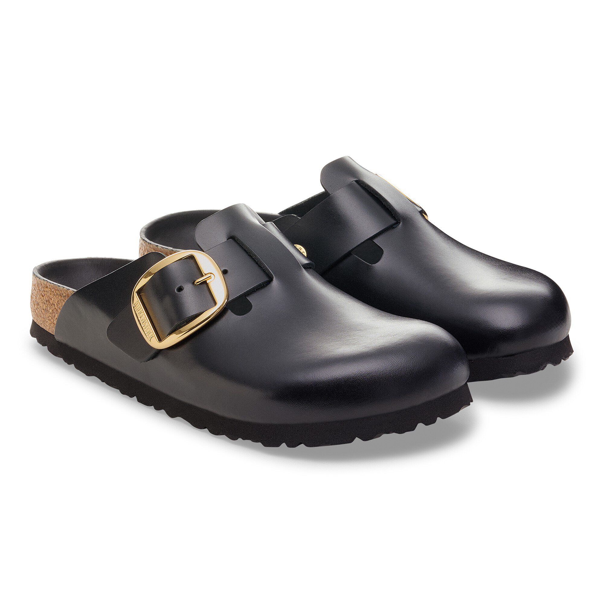 Boston Big Buckle Leather Black Dressy Leather | BIRKENSTOCK