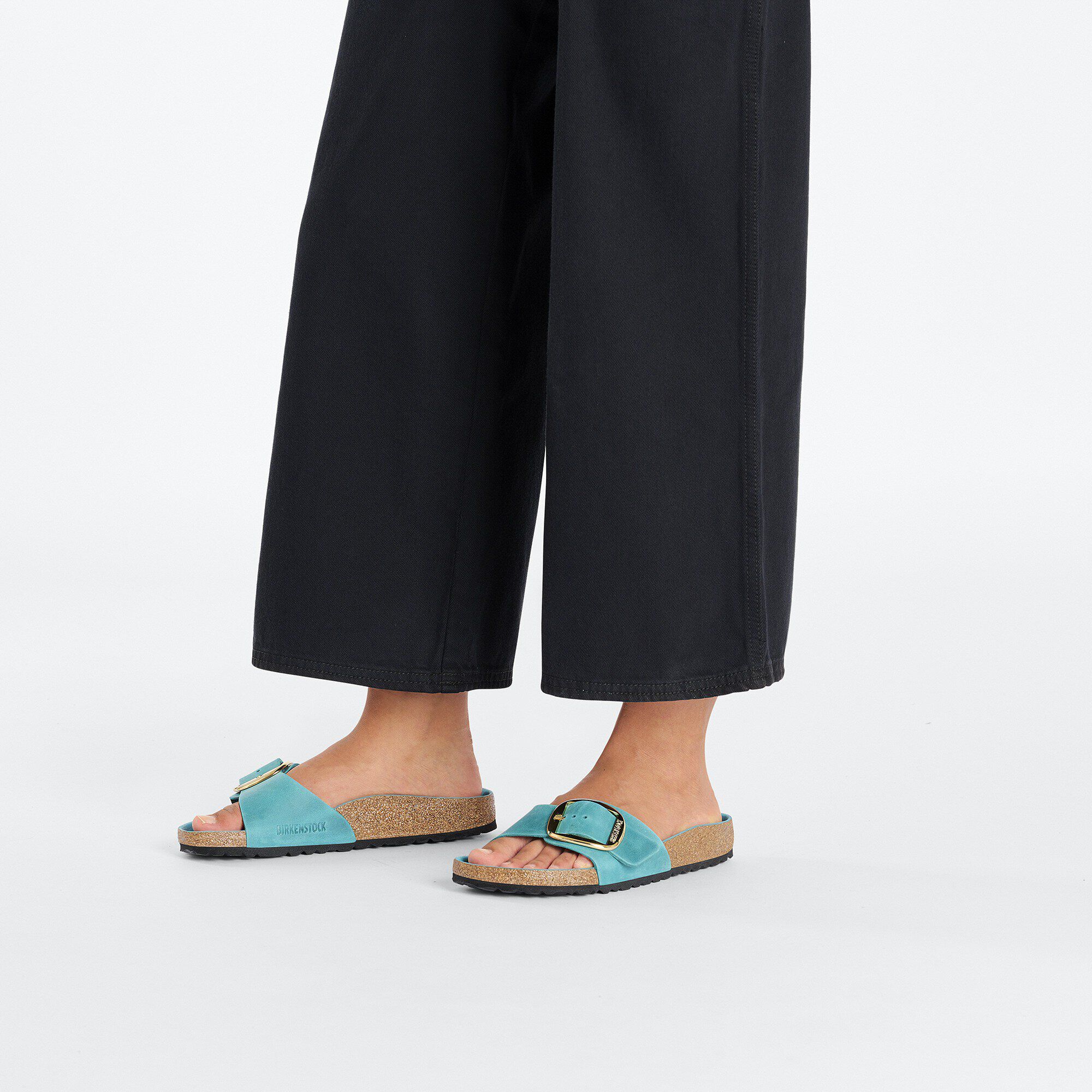 Birkenstock Madrid Big Buckle Oiled Leather Biscay Bay One Strap Sandals