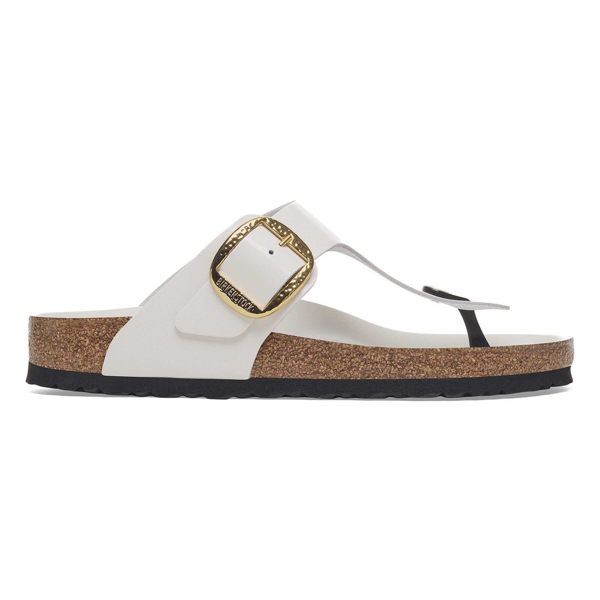Gizeh Hammered Big Buckle Natural Leather Patent High Shine