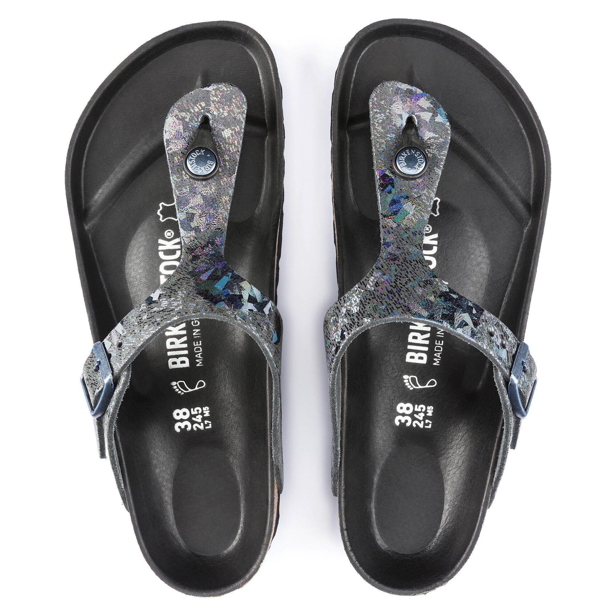 Gizeh Natural Leather Spotted Metallic Black