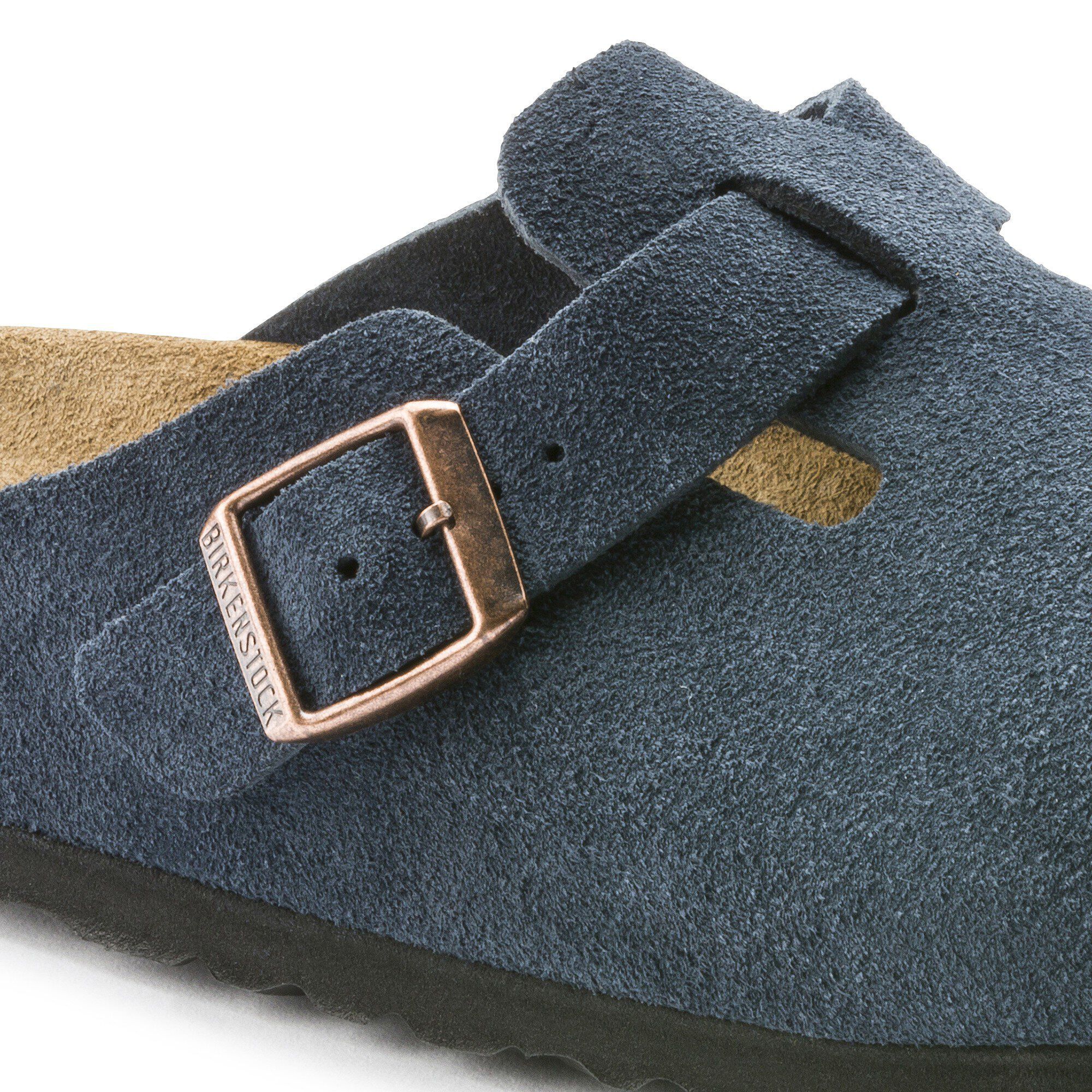 Boston Soft Footbed Suede Leather Navy BIRKENSTOCK