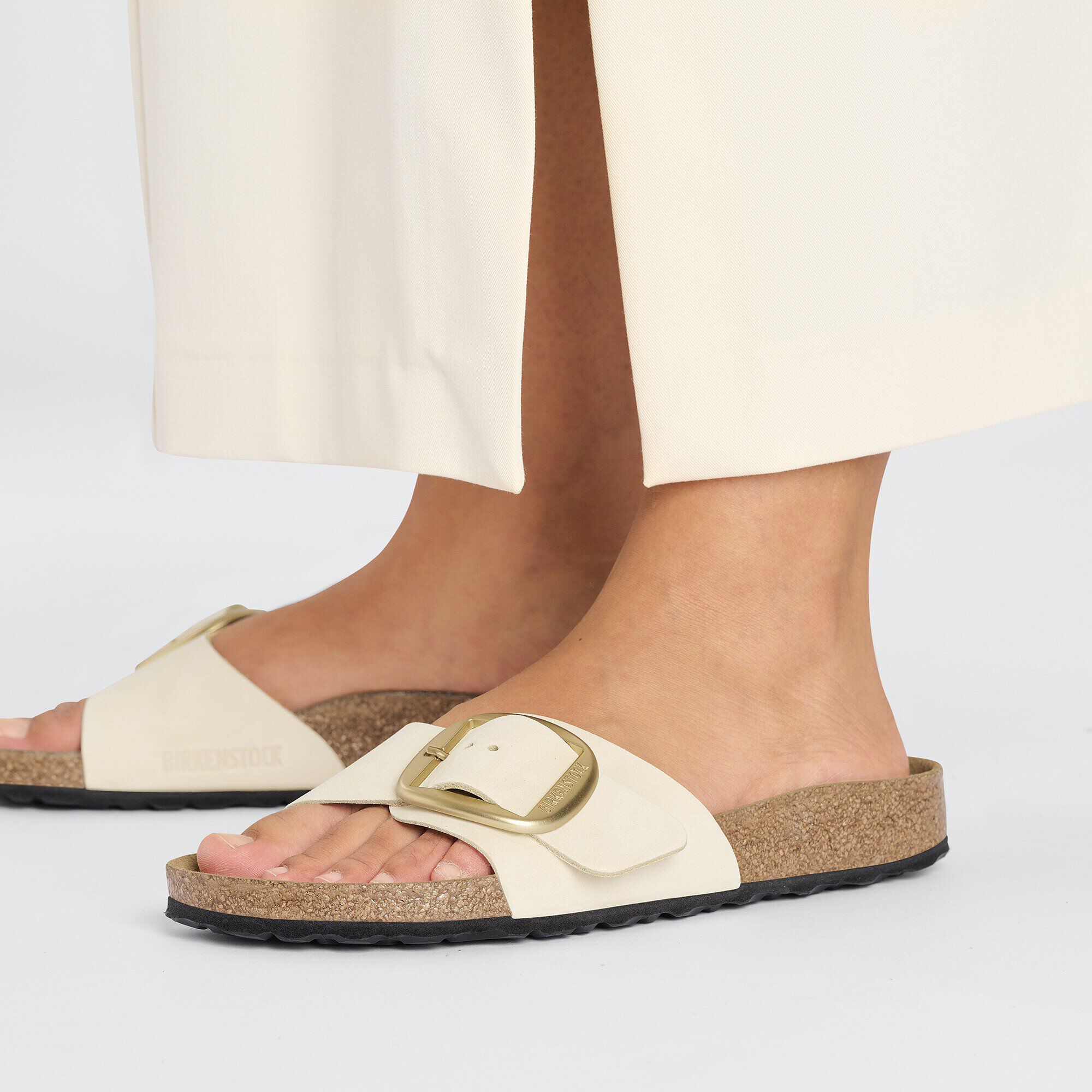 Madrid Big Buckle Nubuck Leather Ecru | BIRKENSTOCK