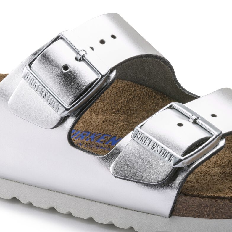 Verenigde Staten van Amerika Raad Continu Arizona Soft Footbed Leather Metallic Silver | BIRKENSTOCK