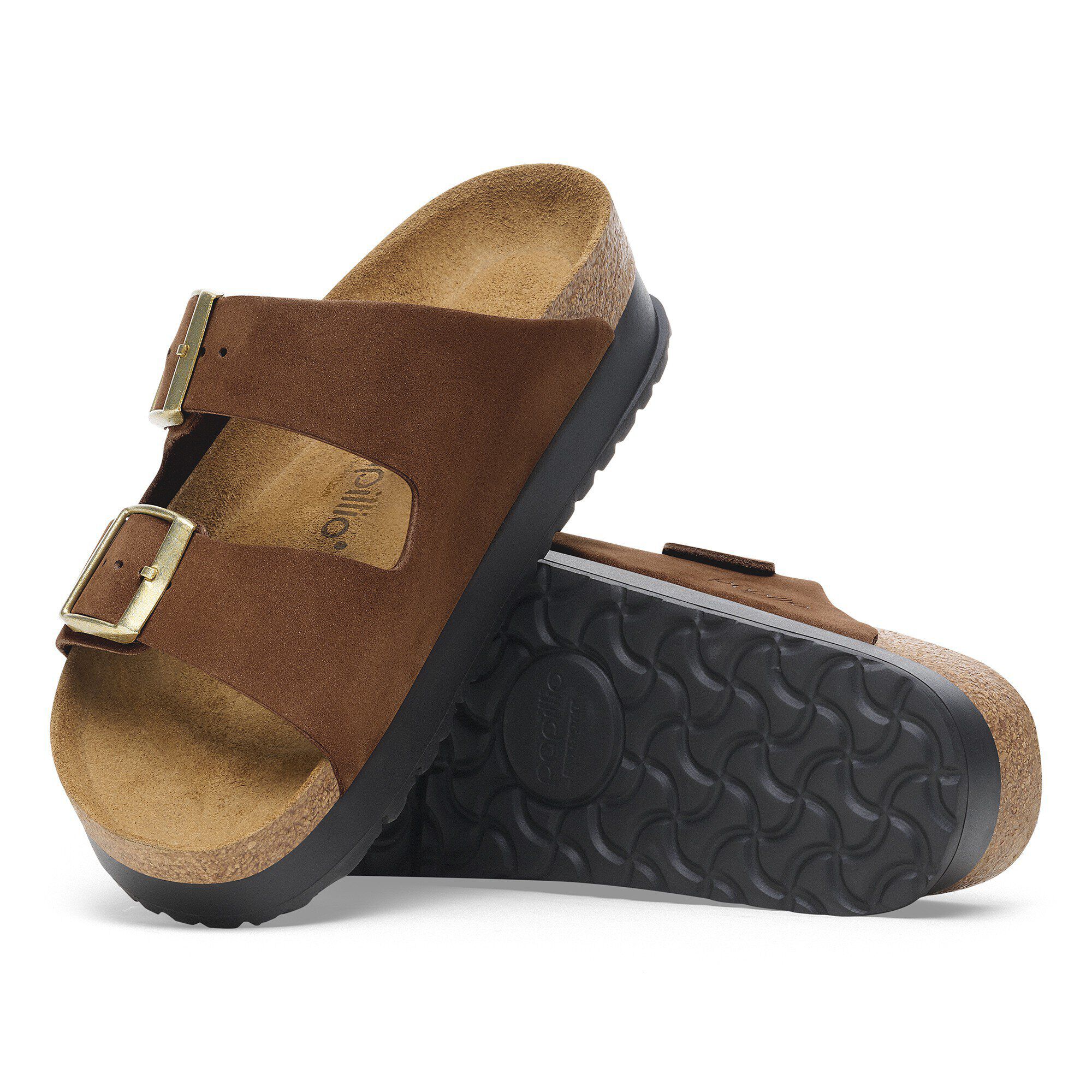 サンダル BIRKENSTOCK SLIPPER (1028264 DARKTEA) Arizona Chunky Suede Leather Dark Tea/ Black | BIRKENSTOCK