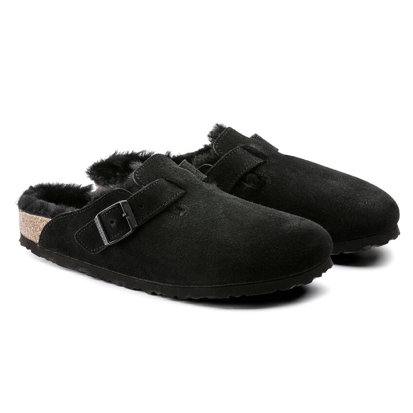 Premisa Crítico por ciento Boston Shearling Suede Leather Black | BIRKENSTOCK