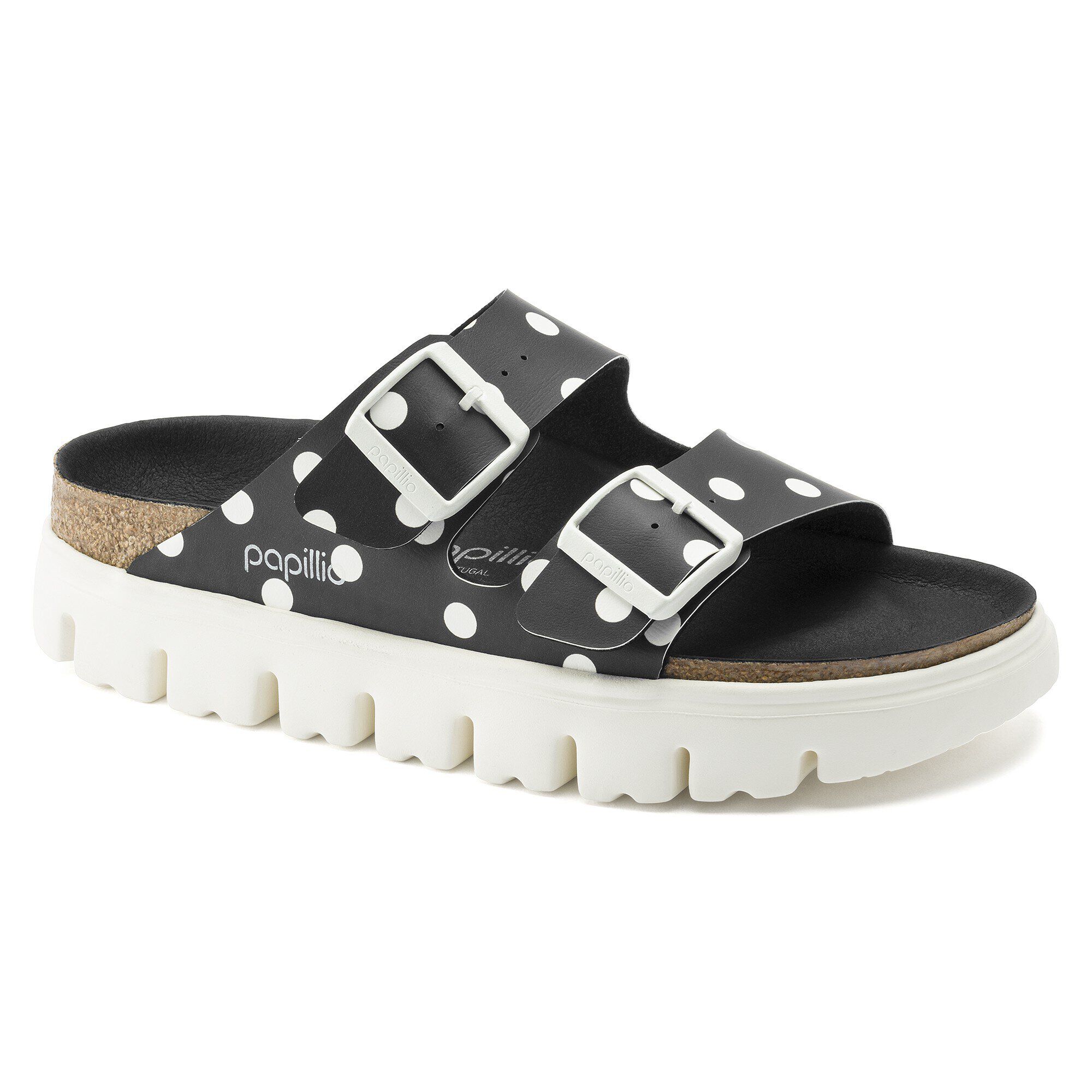 Birkenstock arizona black clearance white dots