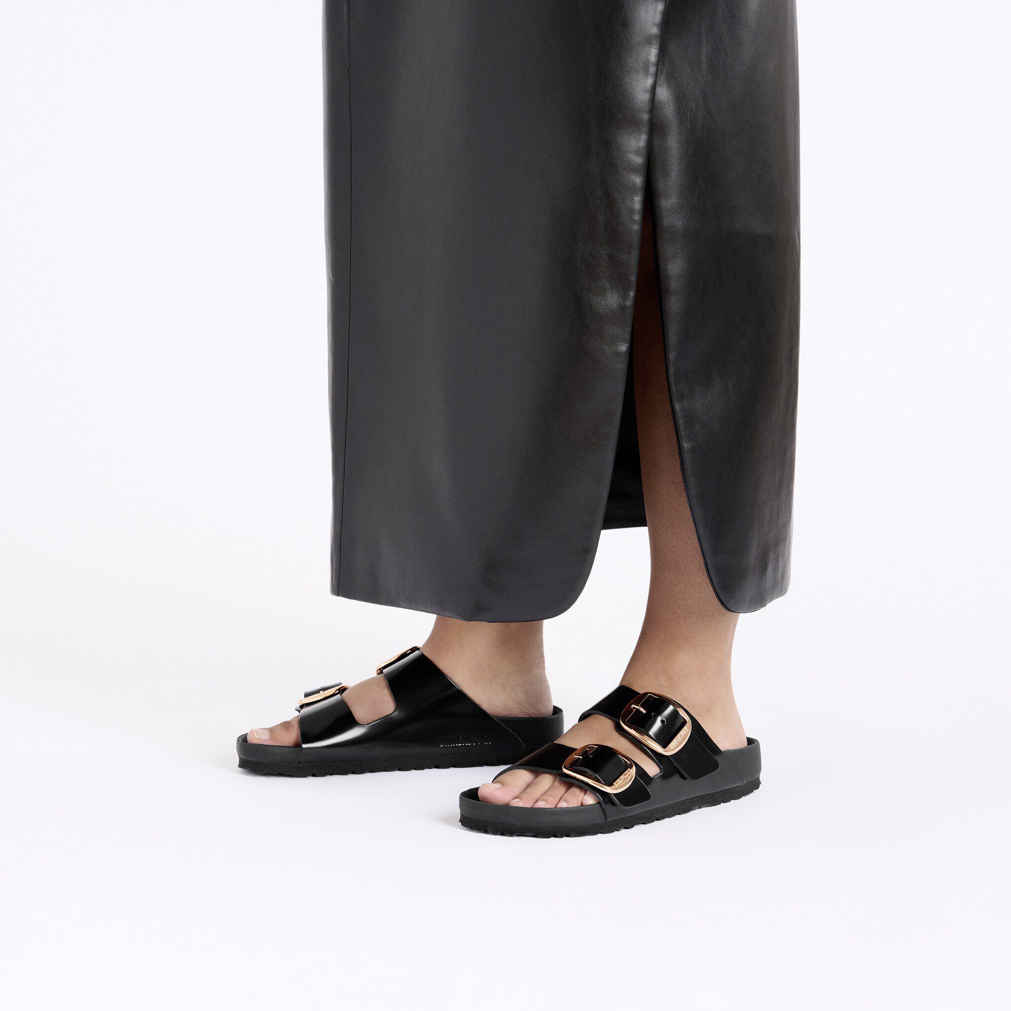 サンダル・ミュール Birkenstock Arizona Big Buckle Patent Leather Sandals Arizona Big Buckle Natural Leather Patent High Shine Black