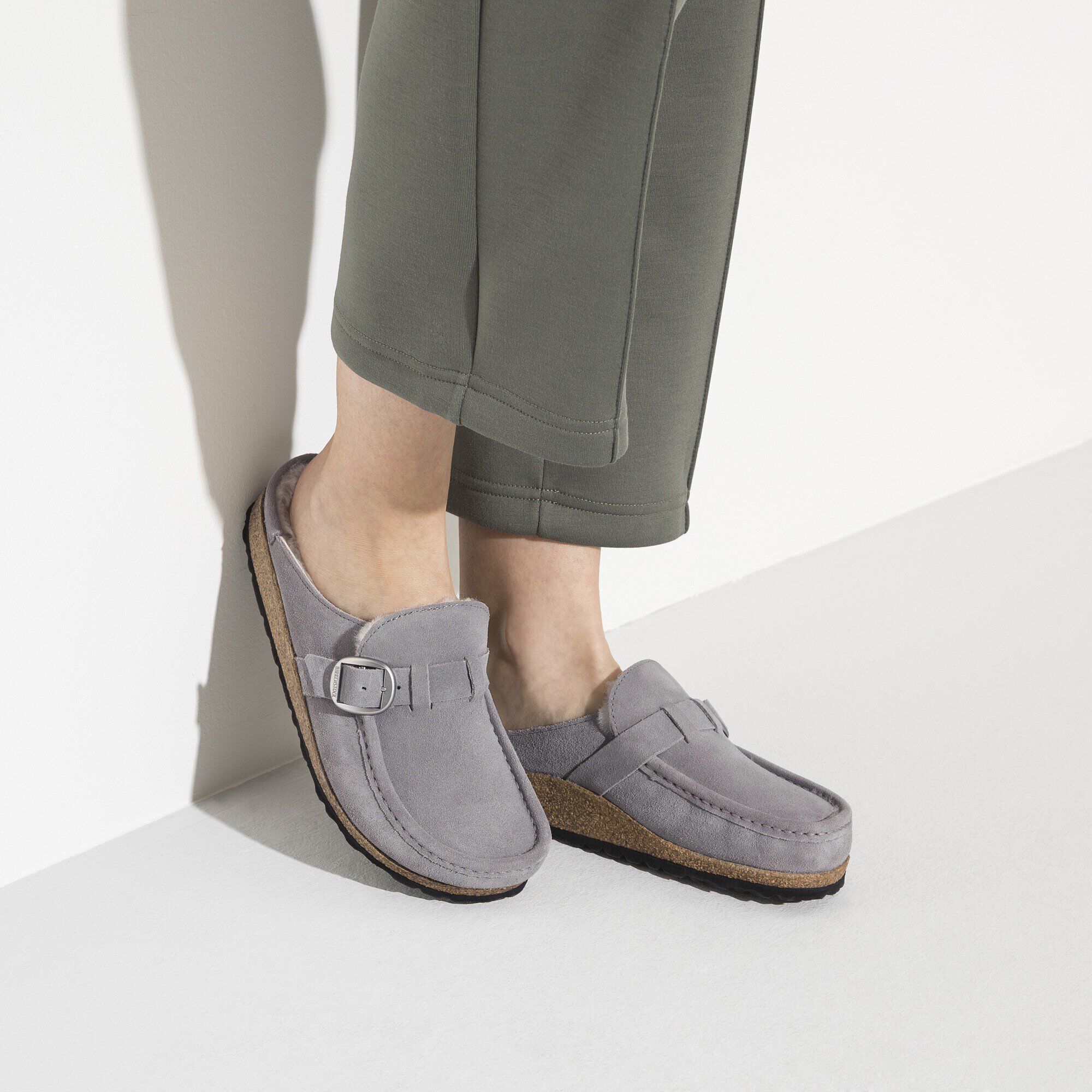 Buckley Shearling Suede Leather Whale Gray | BIRKENSTOCK