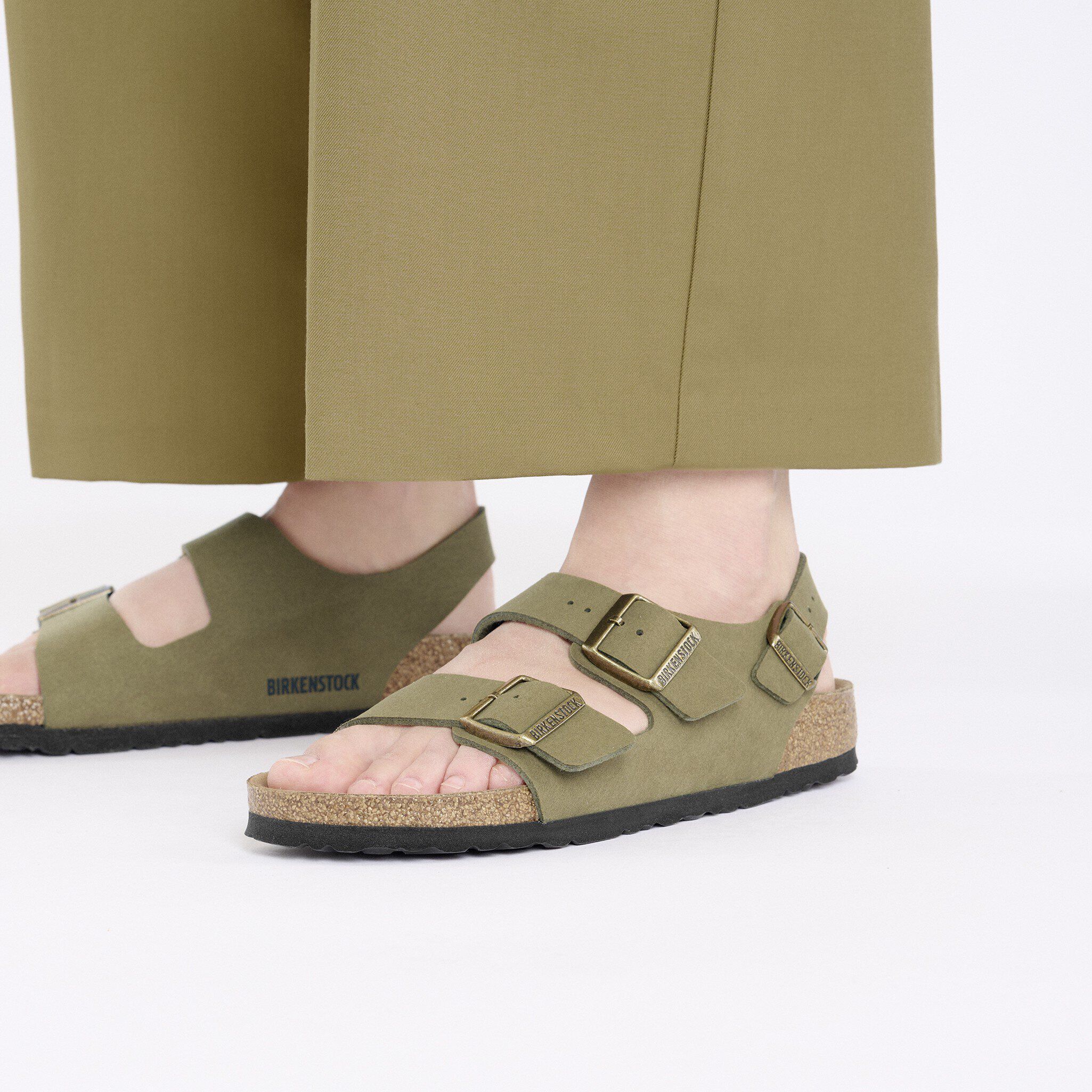 サンダル BIRKENSTOCK Olive green raffia Milano sandals Milano Luxe raffia sandals in green - Birkenstock 1774