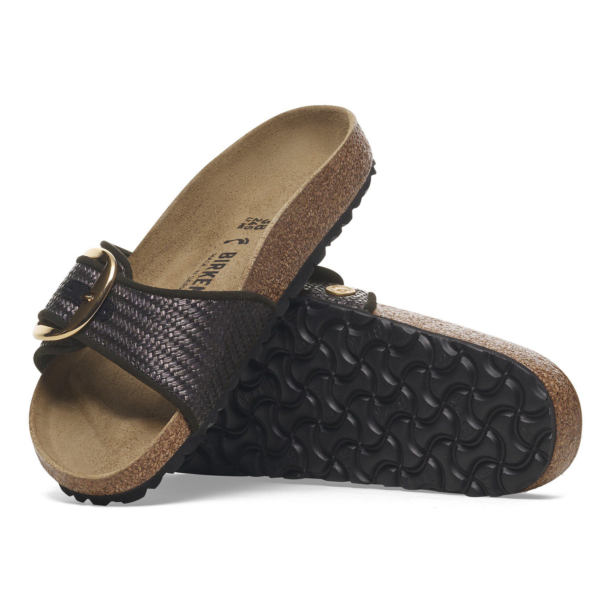 Madrid Big Buckle Raffia Textile Raffia Black | BIRKENSTOCK