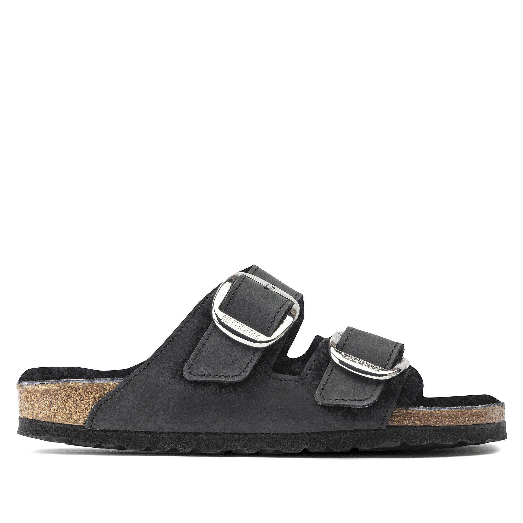 Arizona Big Buckle Shearling Oiled Leather Black | BIRKENSTOCK