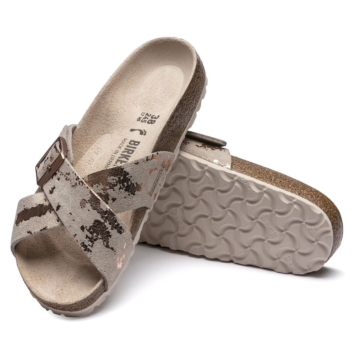 birkenstock vintage metallic rose copper leather