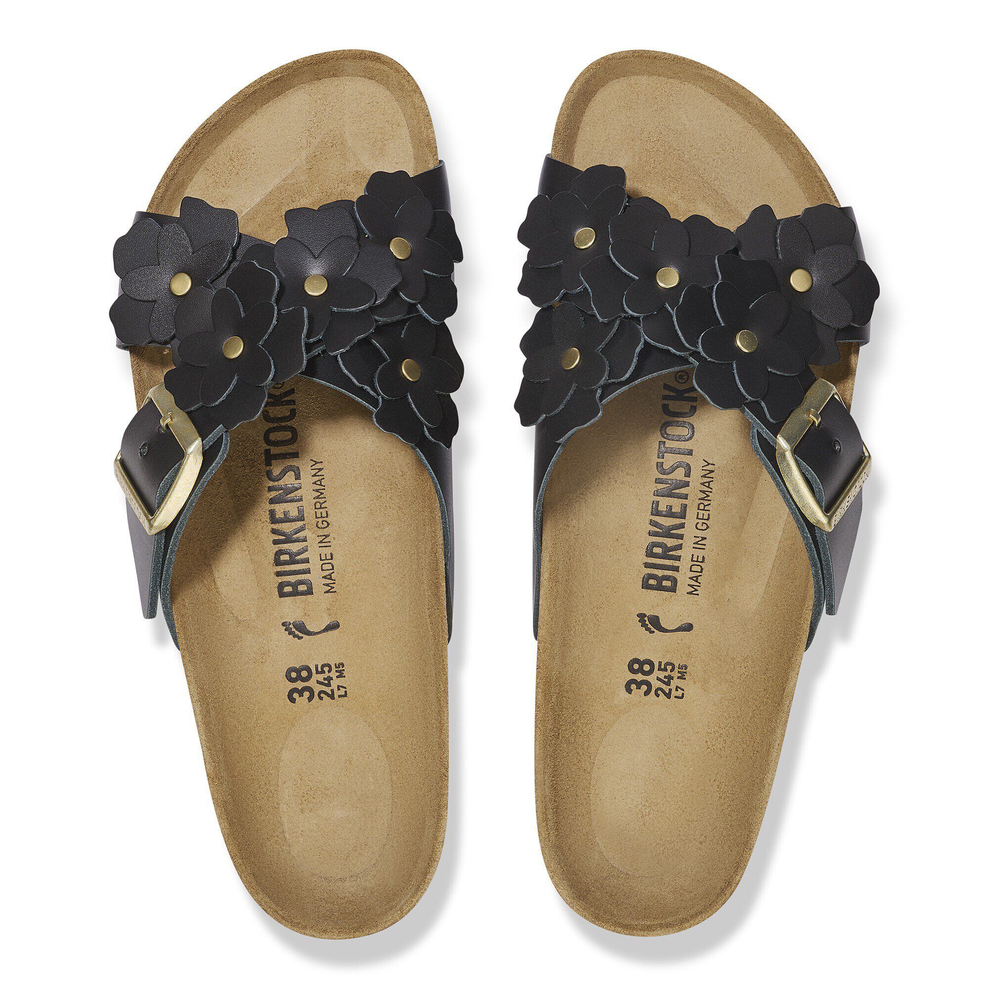 【Birkenstock】Siena Flower 箱付き レザー スエード サンダル Siena Flowers Leather Black | BIRKENSTOCK