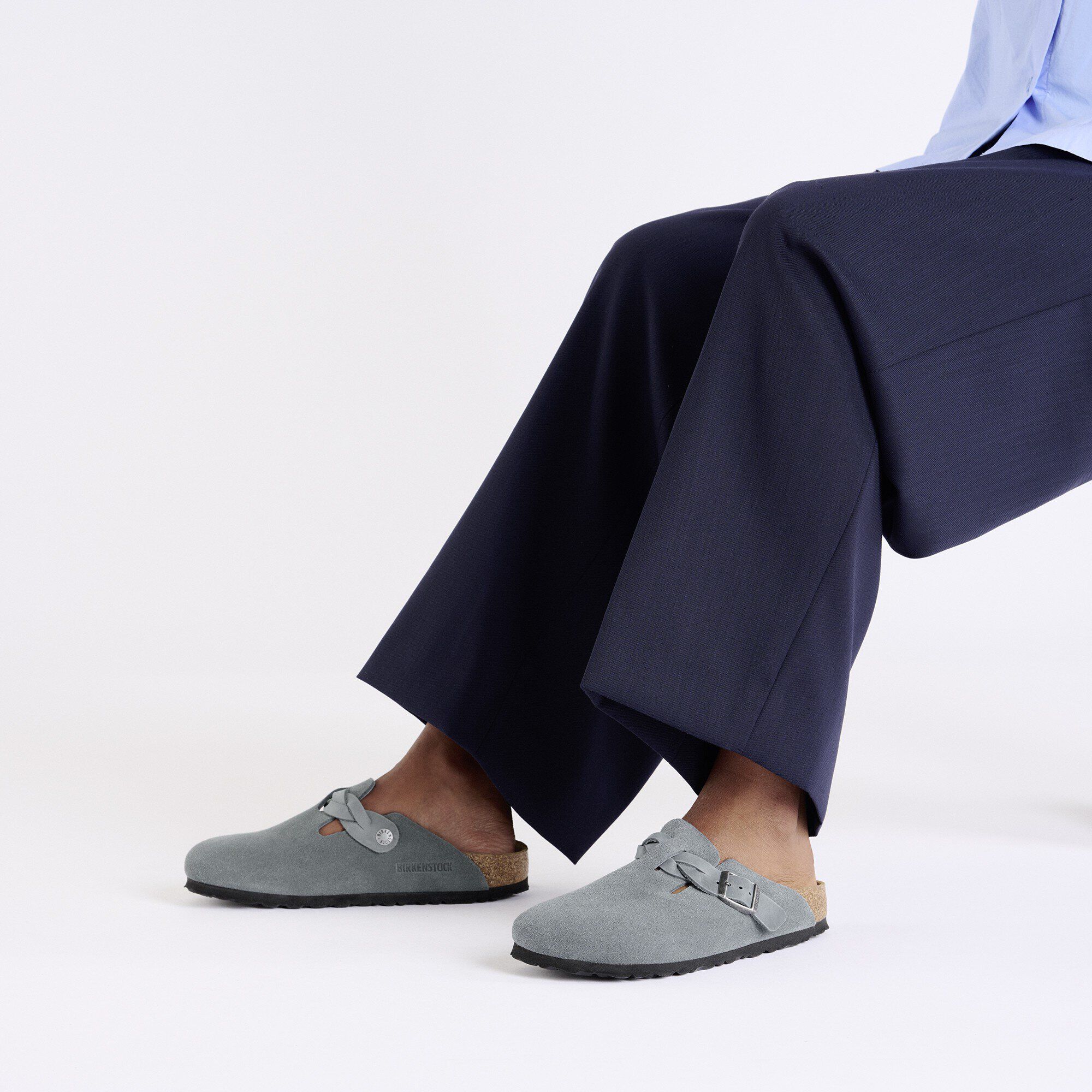 BIRKENSTOCK｜SLIPPERS (Boston Braided Basalt Gray (10290 Boston Braided Suede Leather Basalt Gray | BIRKENSTOCK