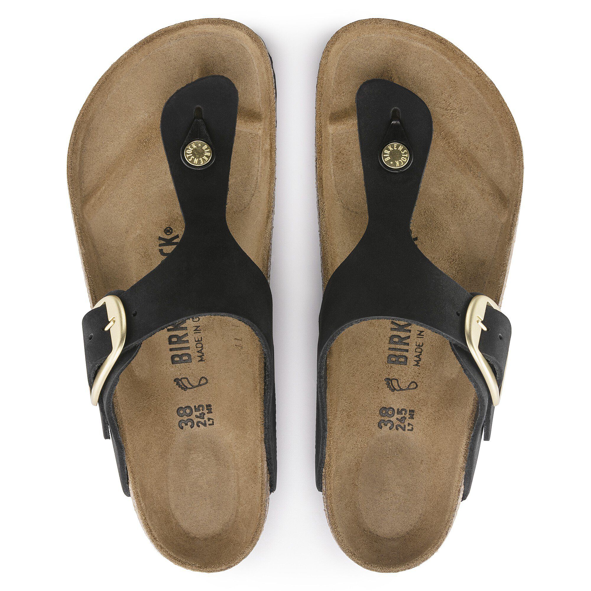 Gizeh Big Buckle Nubuck Leather Black | BIRKENSTOCK