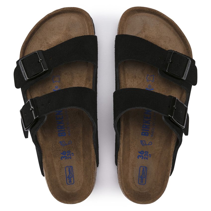 callejón vía mosquito Arizona Soft Footbed Suede Leather Black | BIRKENSTOCK