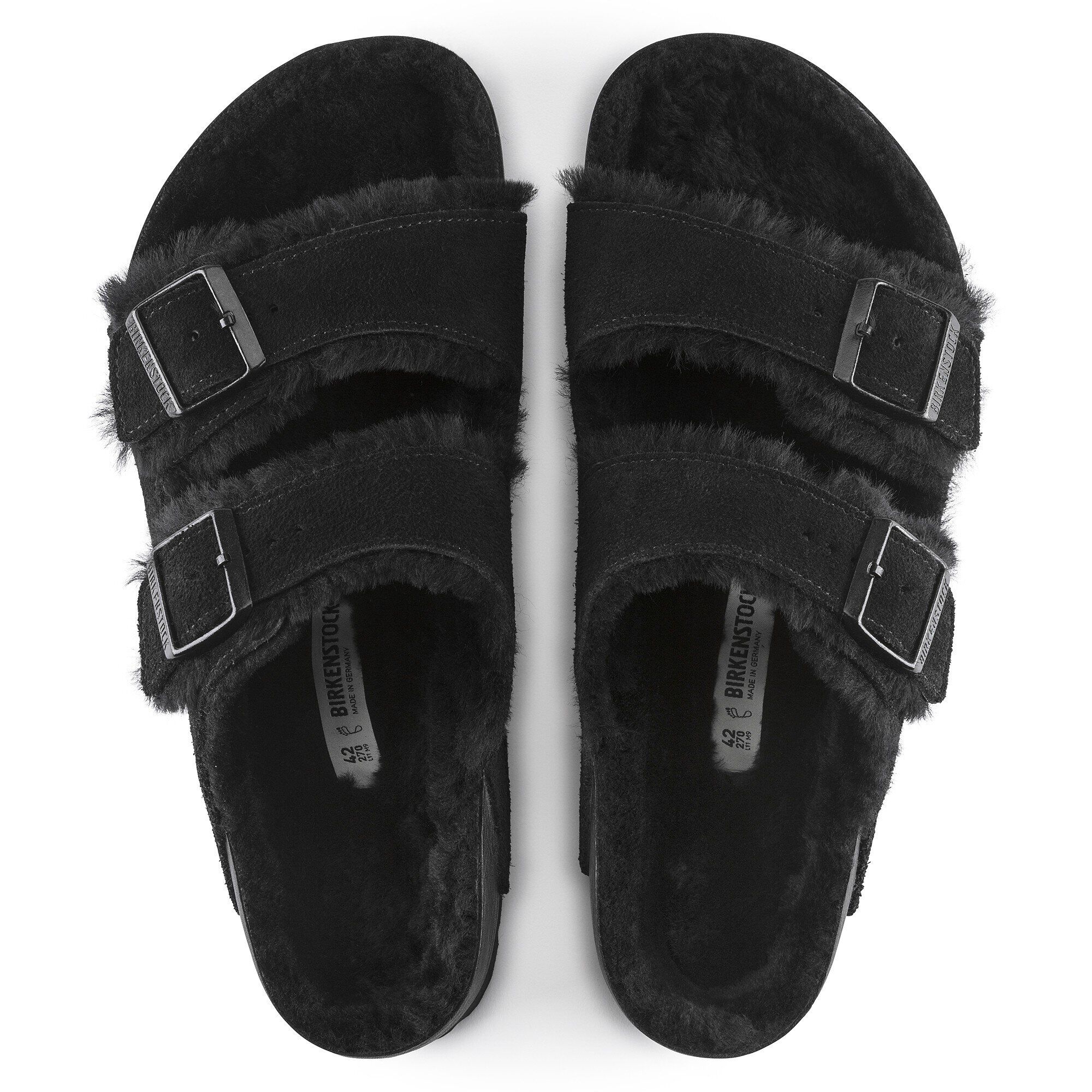 【Birkenstock】Arizona Slim-Fit Shearling サンダル Arizona Shearling Suede Leather Black | BIRKENSTOCK