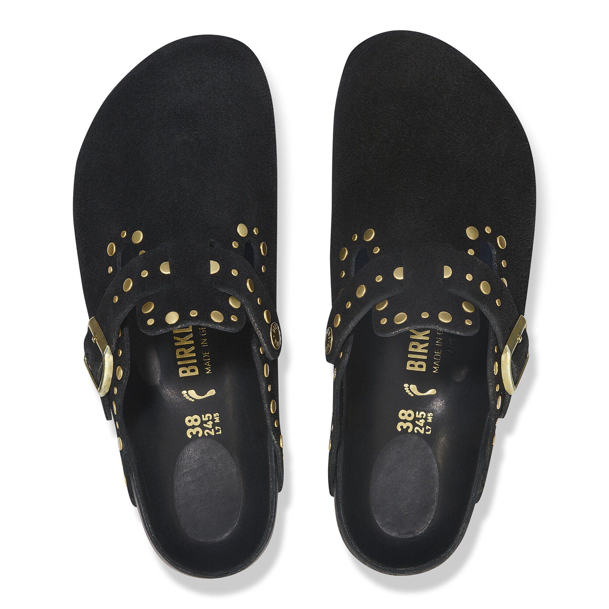 Birkenstock Boston Rivets Suede Leather Black Clogs