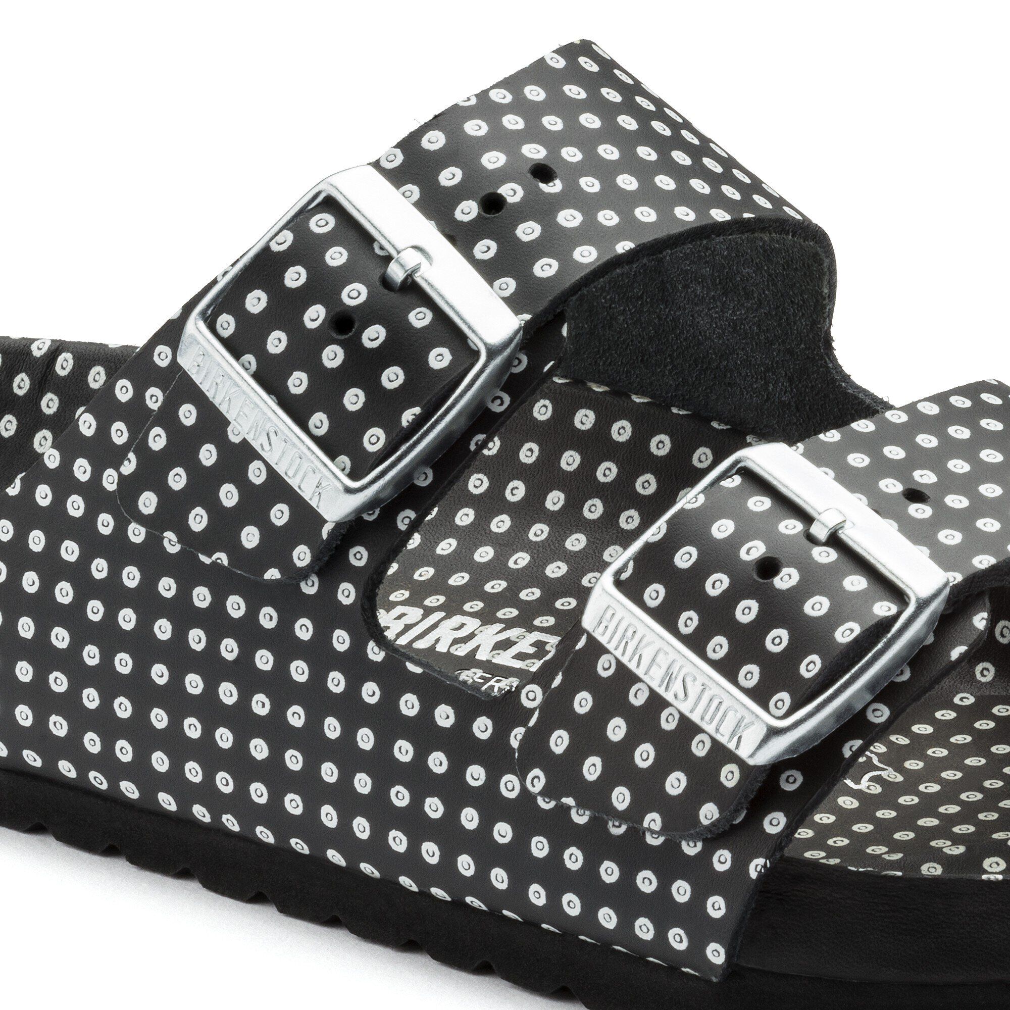 Arizona Exquisite Leather Dots Black White BIRKENSTOCK