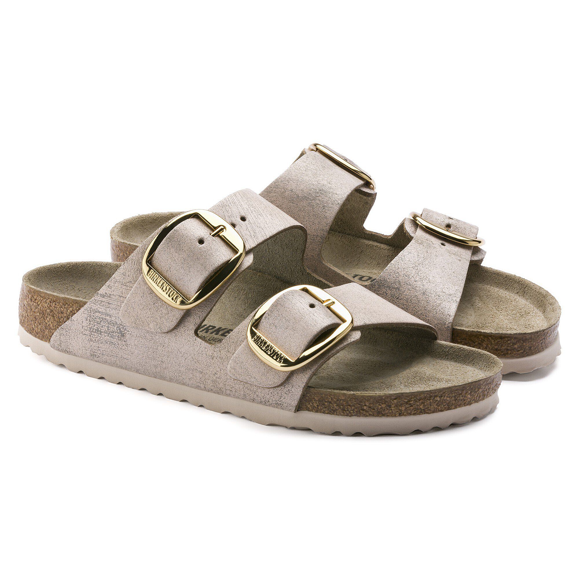 Birkenstock arizona suede leather washed metallic rose deals gold