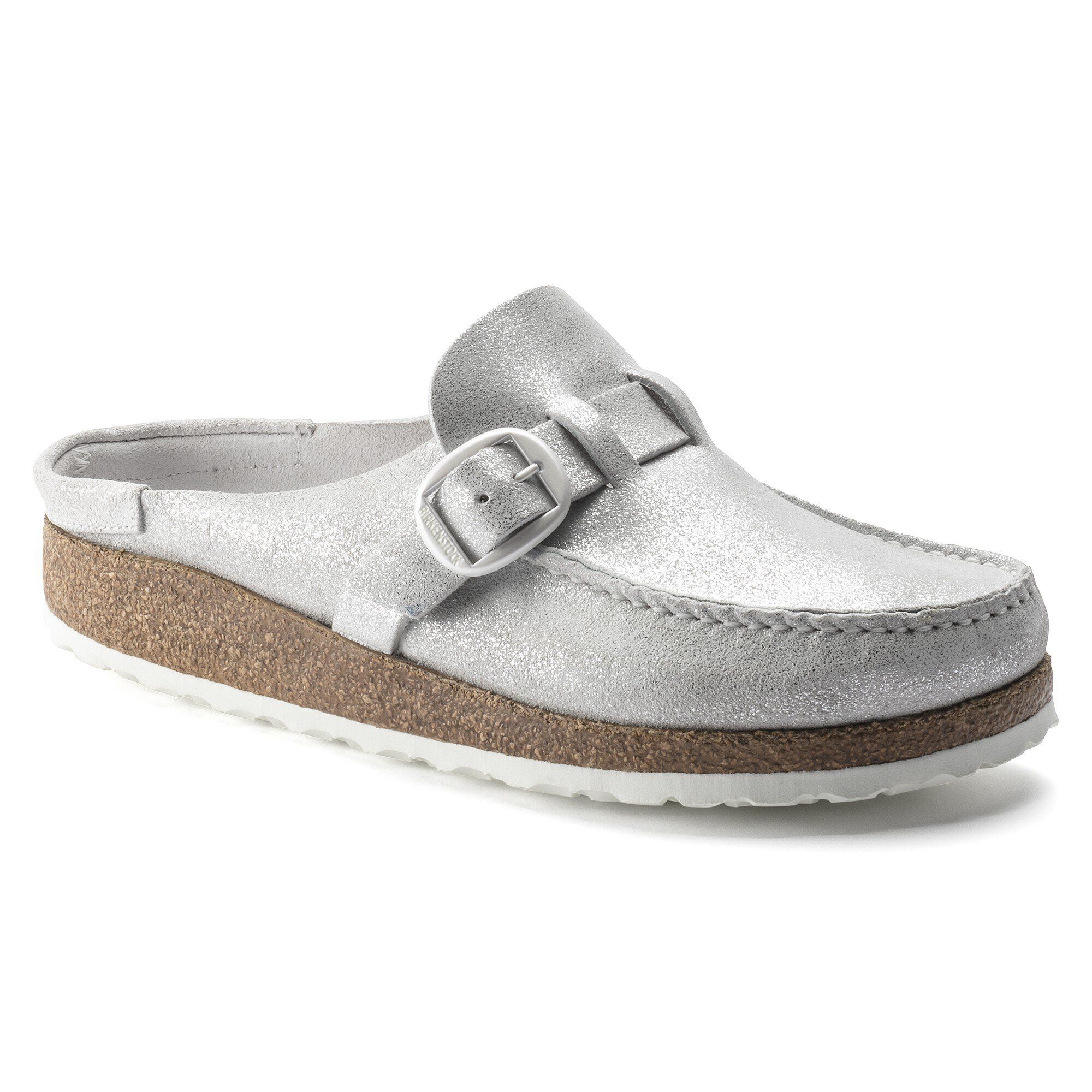 Buckley Suede Leather Washed Metallic Silver