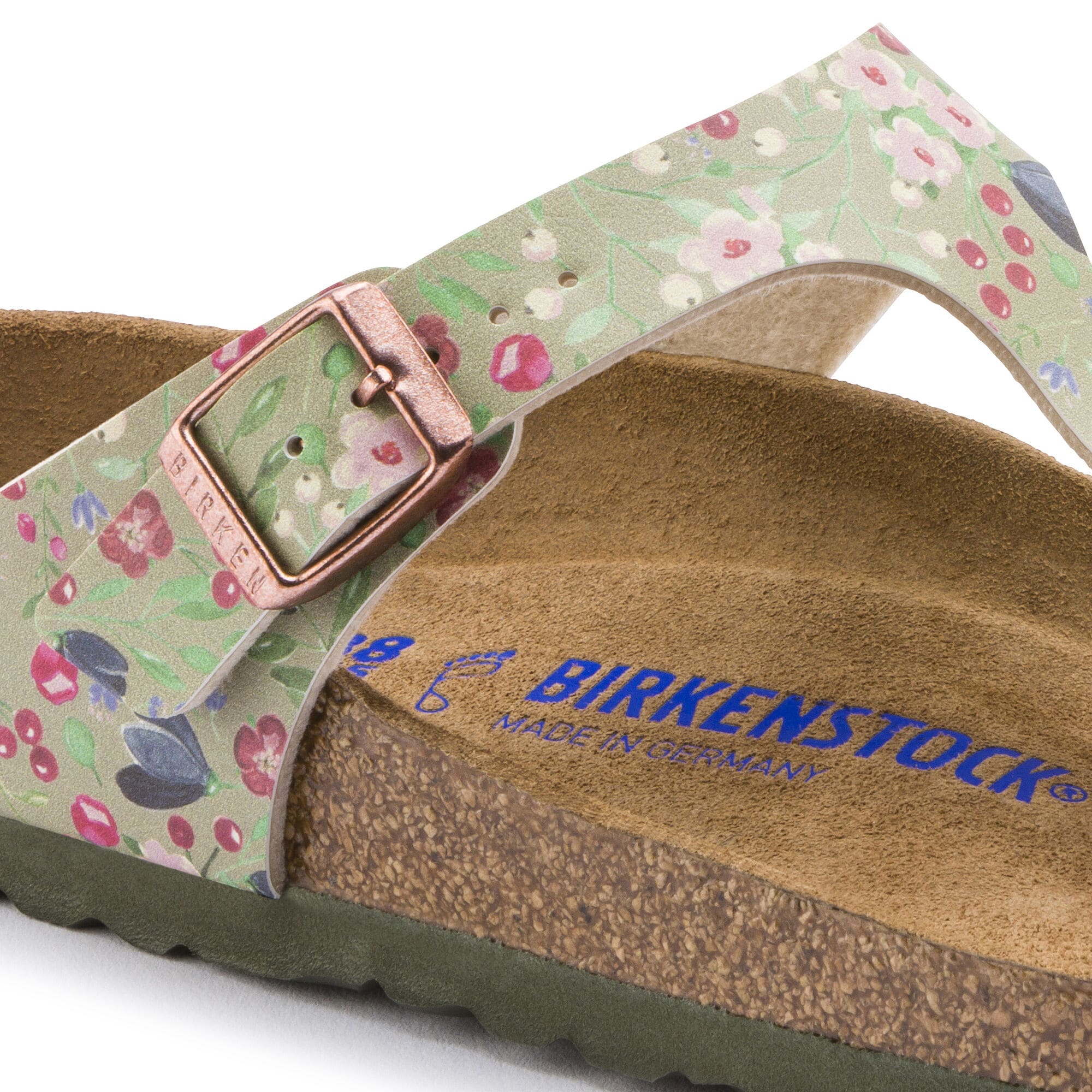 Gizeh Soft Footbed Birko Flor Meadow Flowers Khaki BIRKENSTOCK