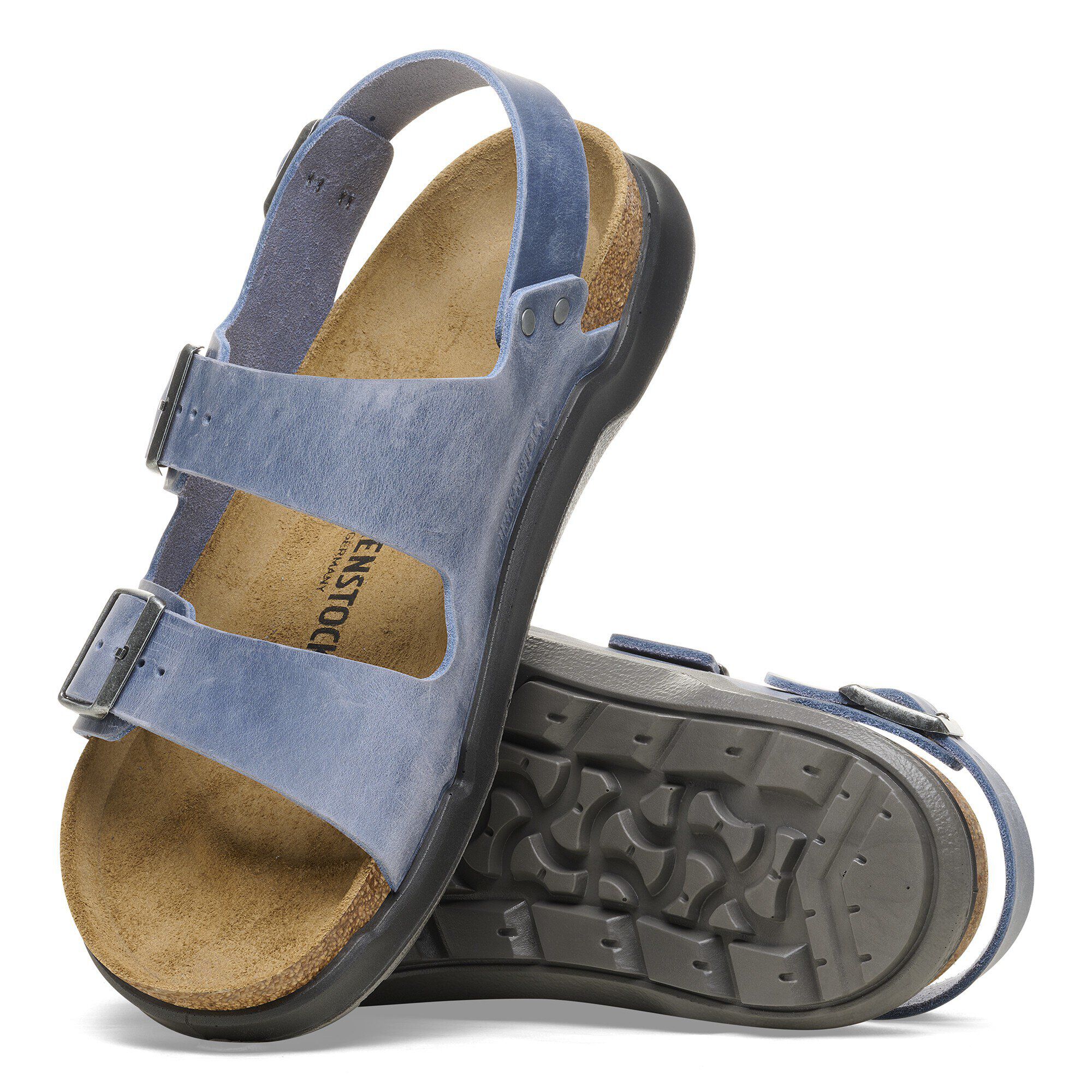 サンダル BIRKENSTOCK Men Sandals 1025837 BLUE Birkenstock Arizona Soft Footbed Slide Sandal (Men
