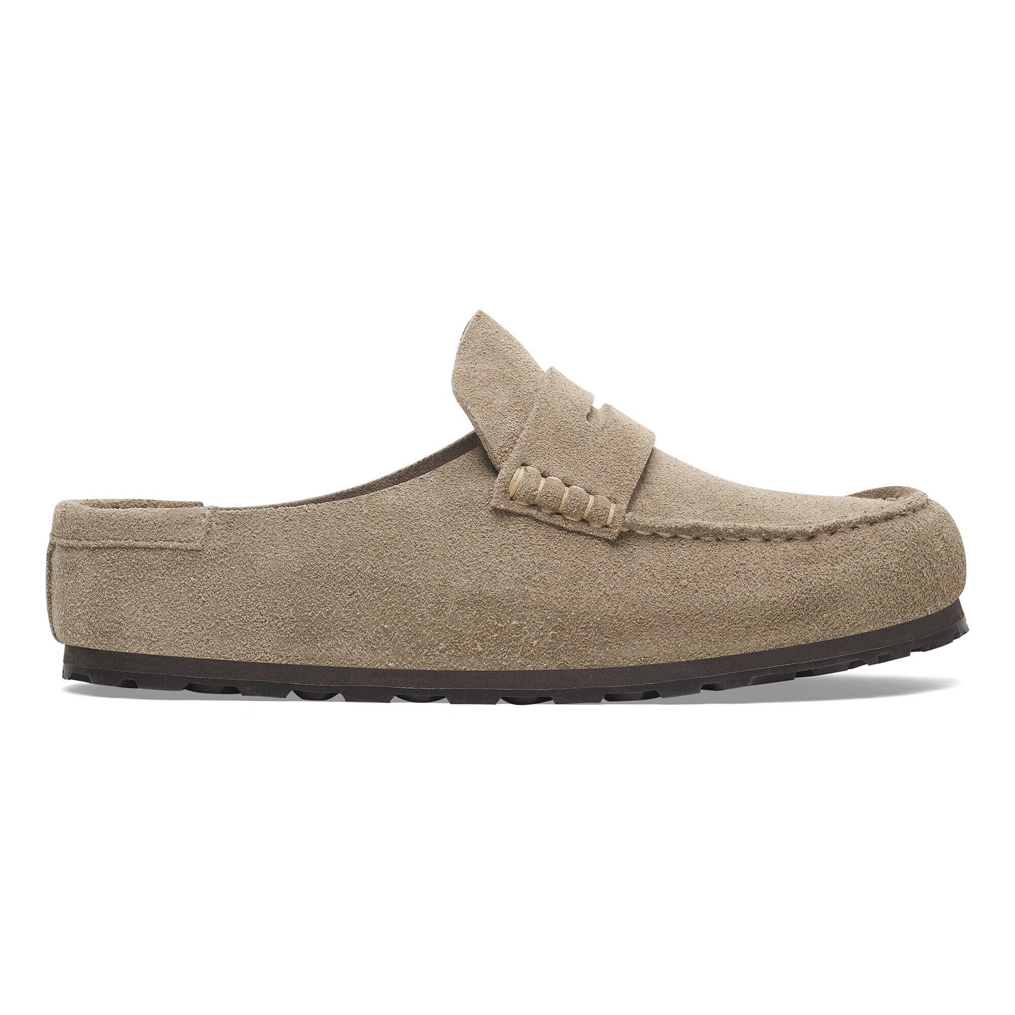 サンダル・ミュール BIRKENSTOCK NAPLES WRAPPED FLAT MULES IN SUEDE (NARROW FIT) Naples suede mules in beige - Birkenstock | Mytheresa