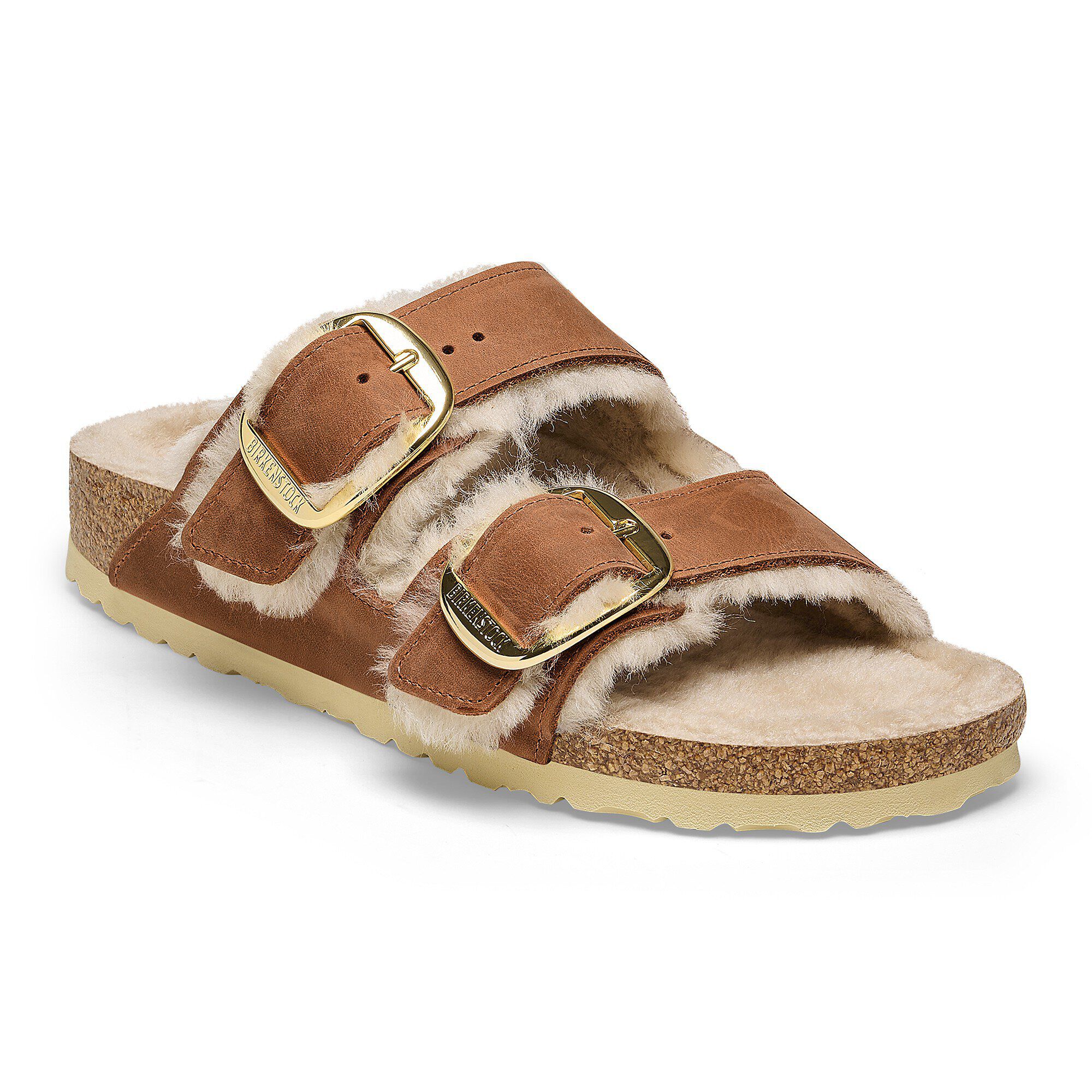 Arizona Big Buckle Shearling Oiled Leather Cognac BIRKENSTOCK