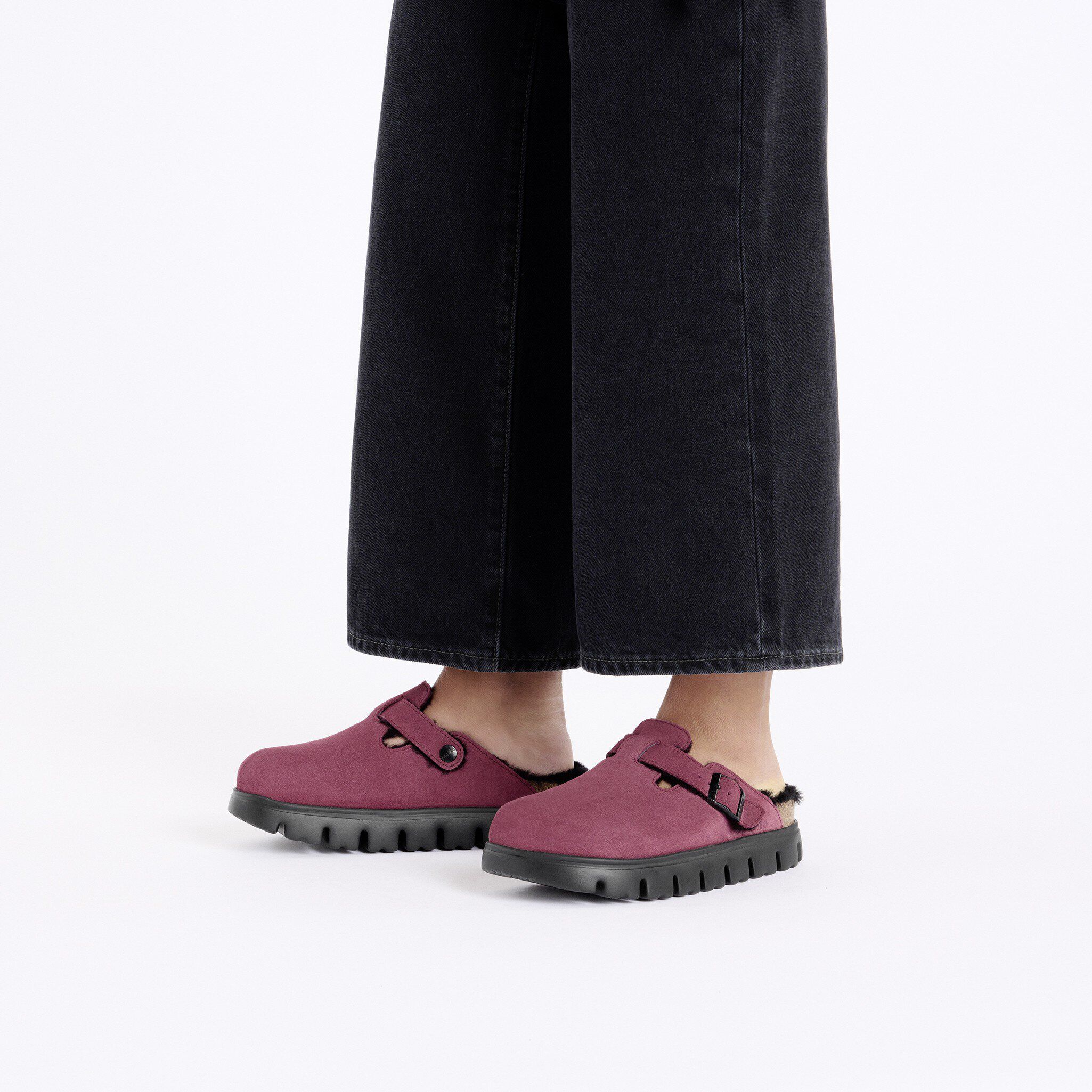 Birkenstock boston shearling burgundy deals