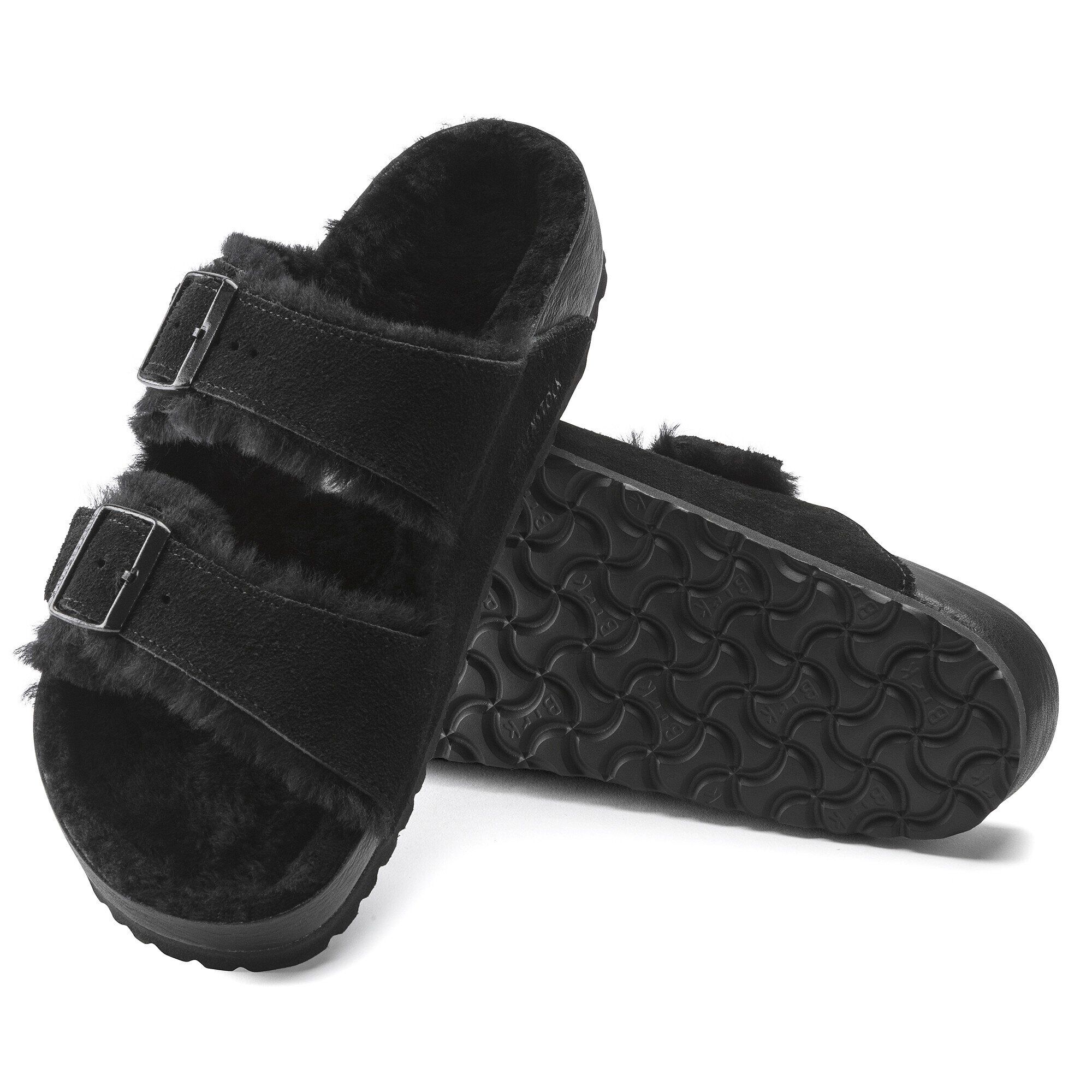 Birkenstock arizona black shearling shop
