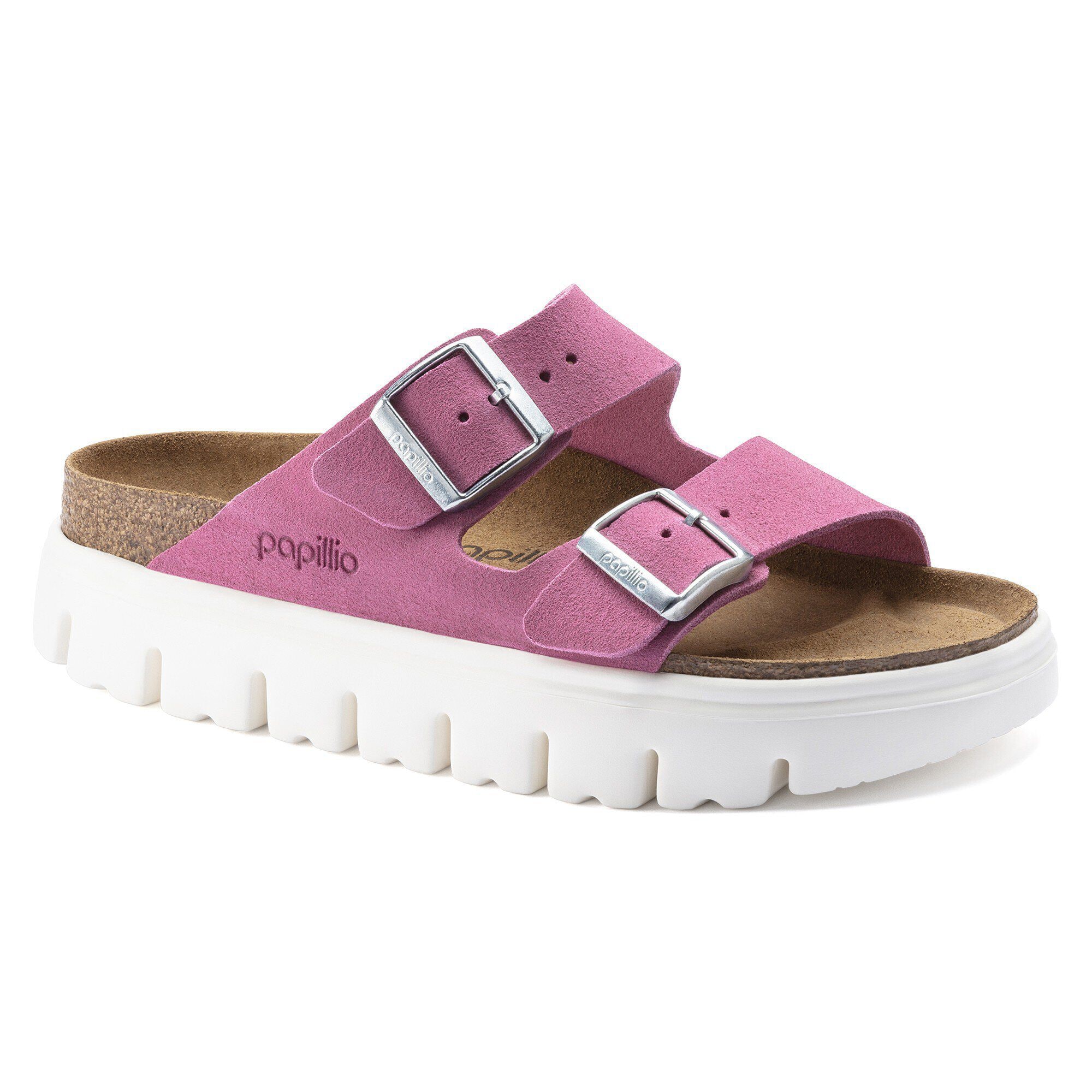 Arizona Platform Suede Leather Fuchsia Tulip