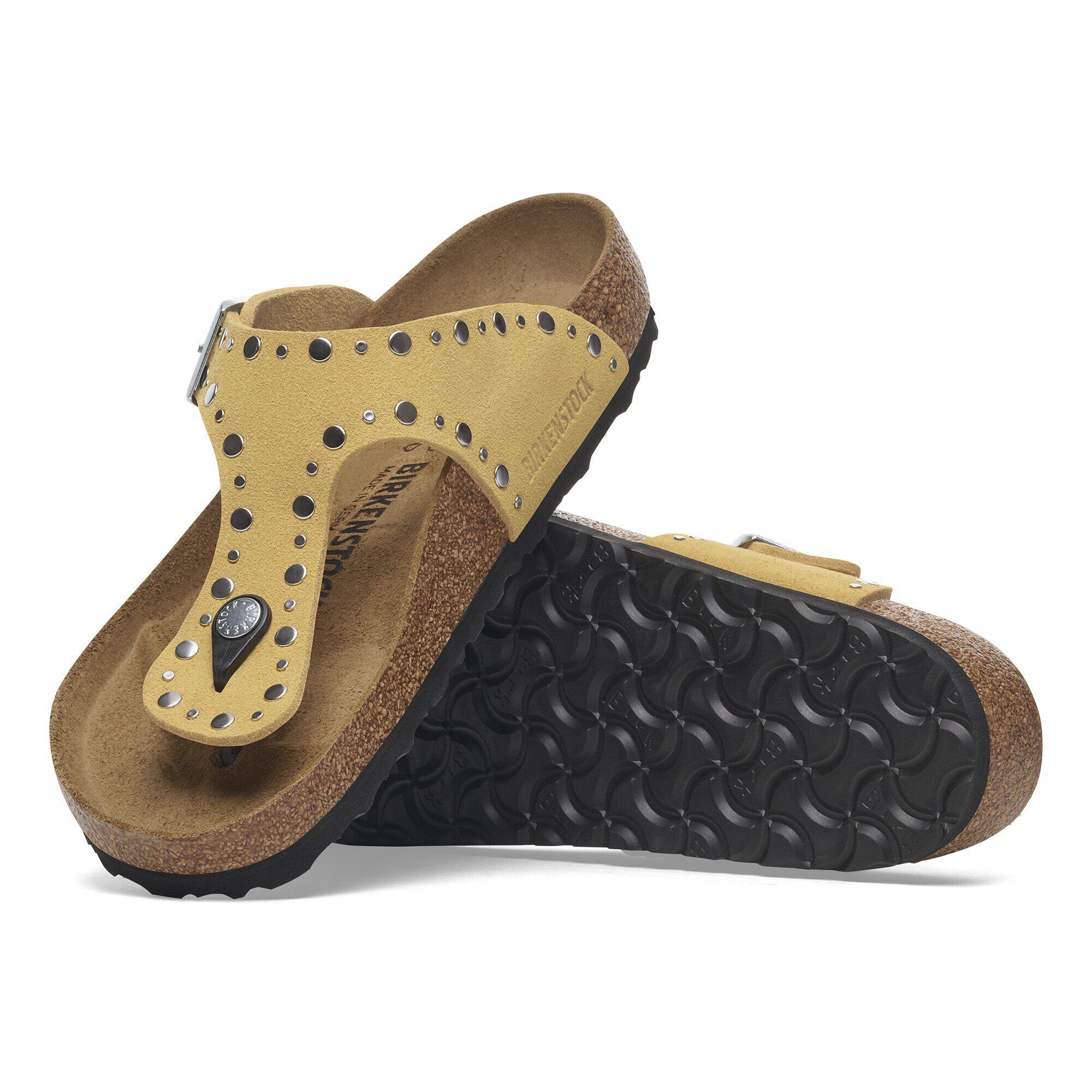 Gizeh Rivets Suede Leather Ochre | BIRKENSTOCK