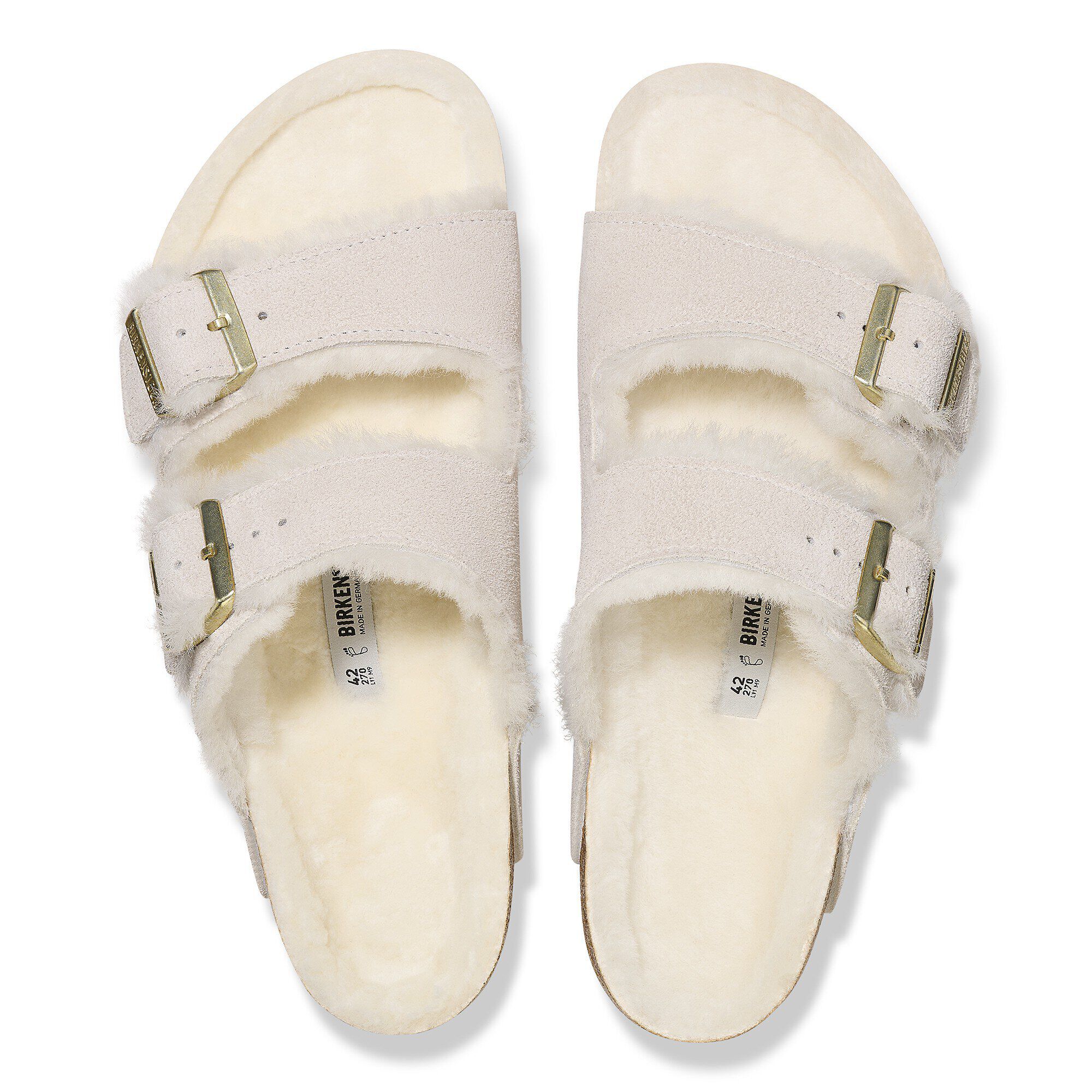 Arizona Shearling Suede Leather Antique White BIRKENSTOCK