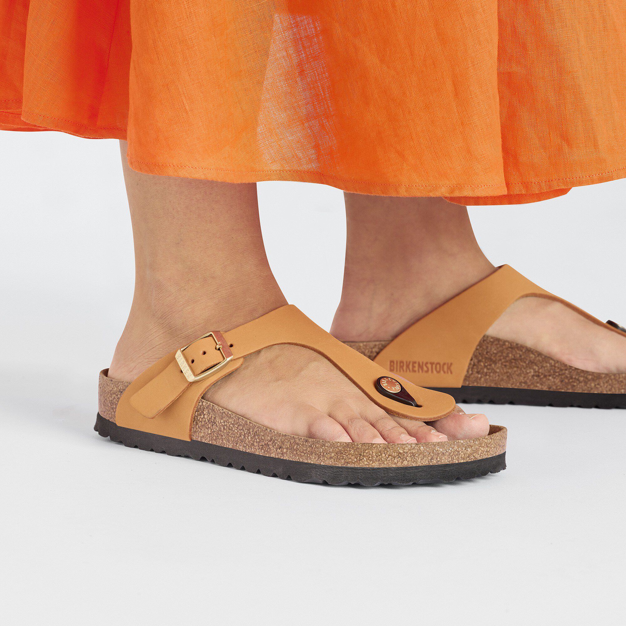 Orange birkenstocks store