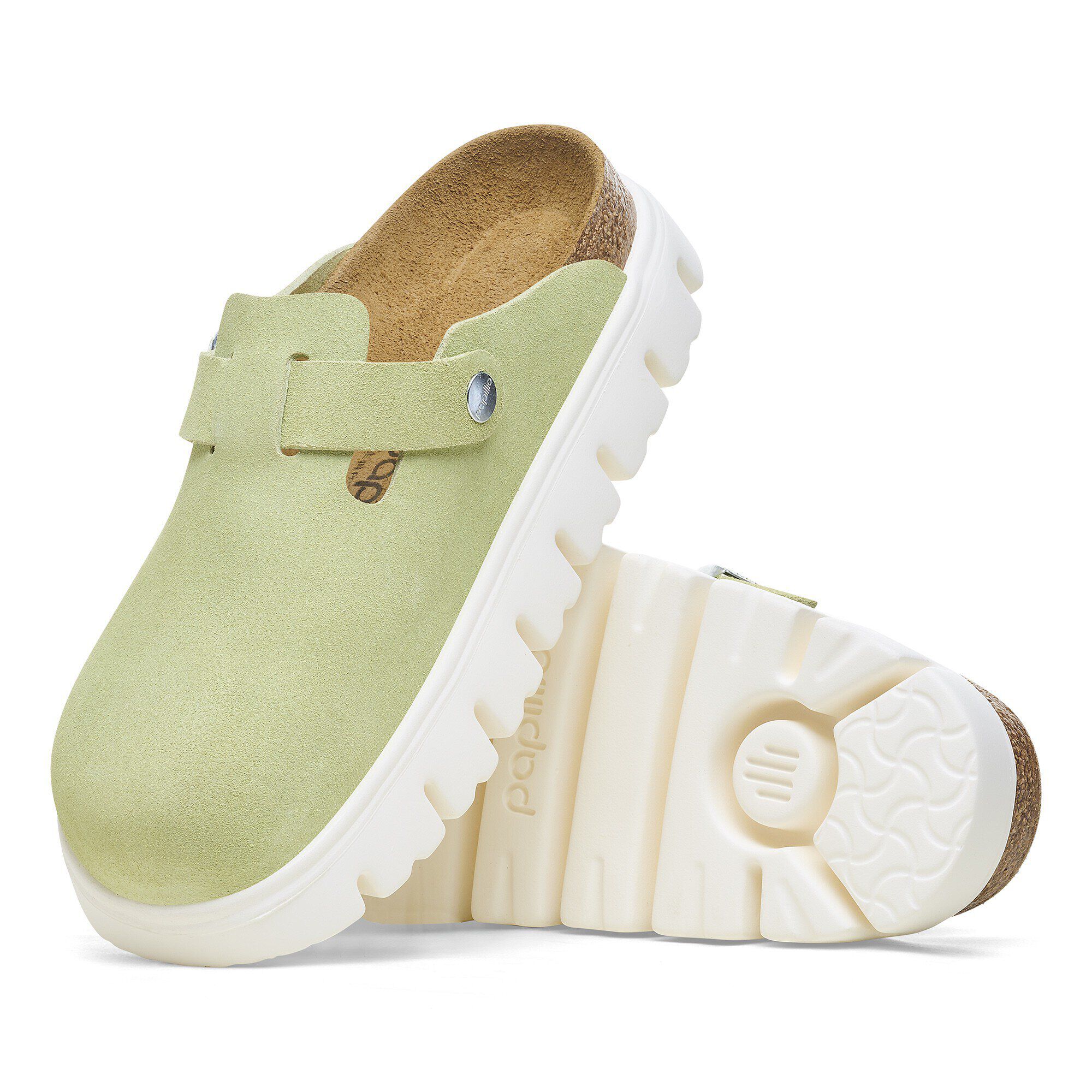 Boston Chunky Suede Leather Faded Lime | BIRKENSTOCK