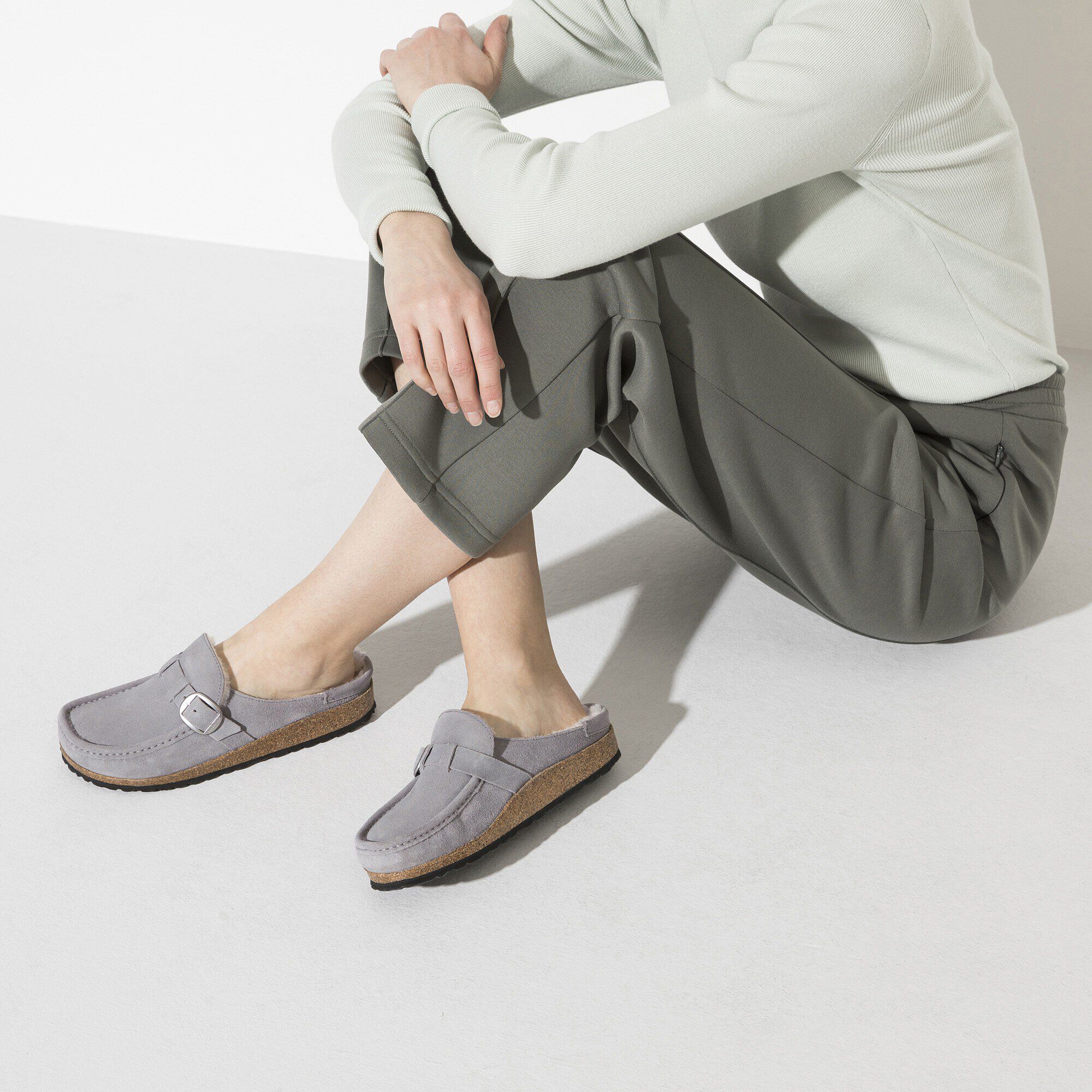 Buckley Shearling Suede Leather Whale Gray | BIRKENSTOCK