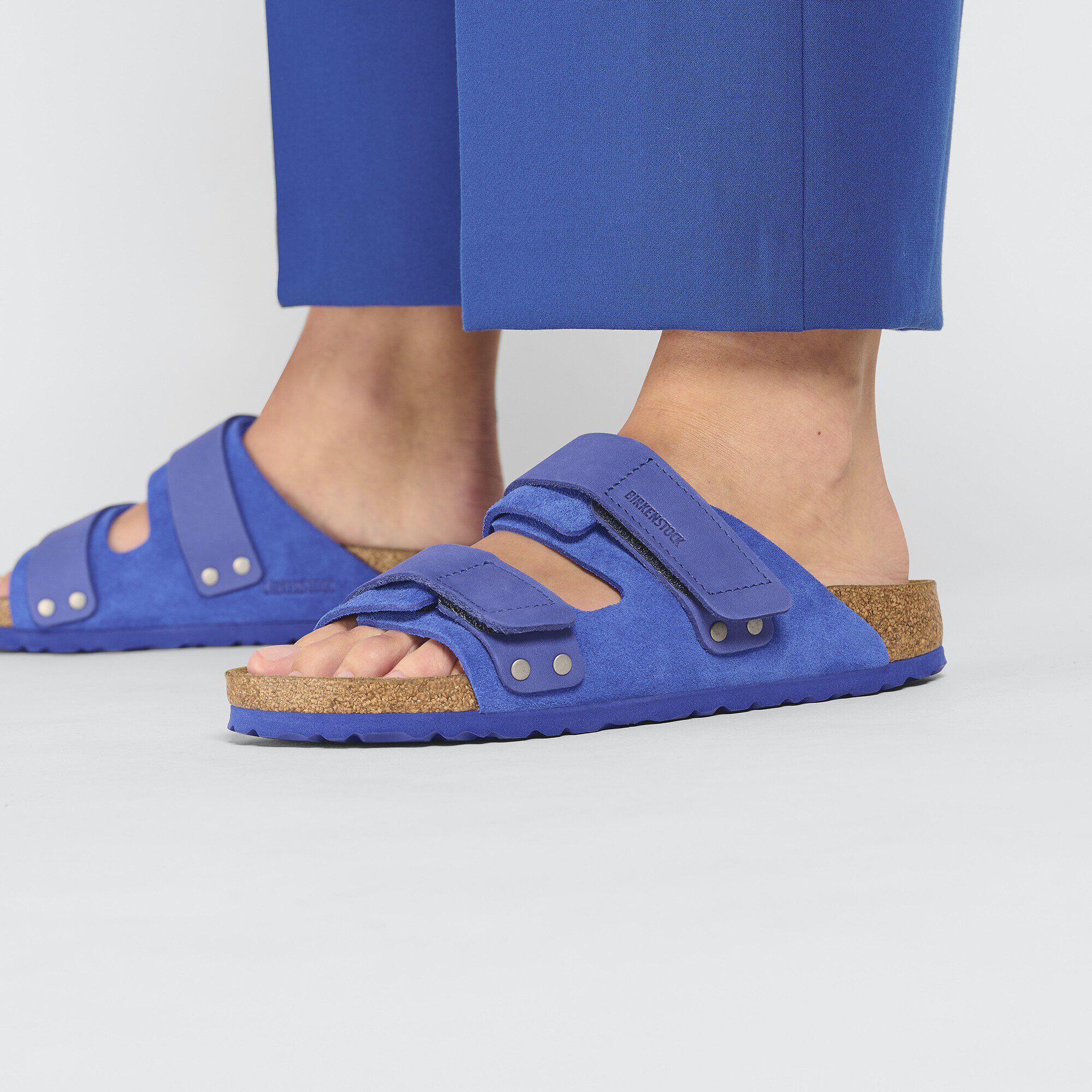 Bright blue birkenstocks clearance