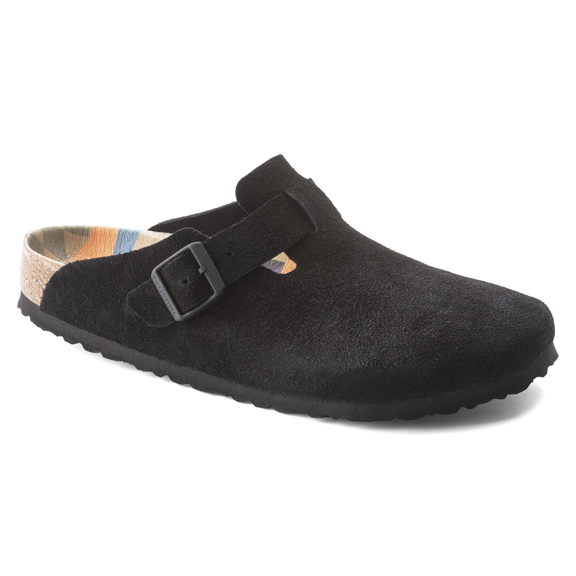 Boston Suede Leather Black BIRKENSTOCK