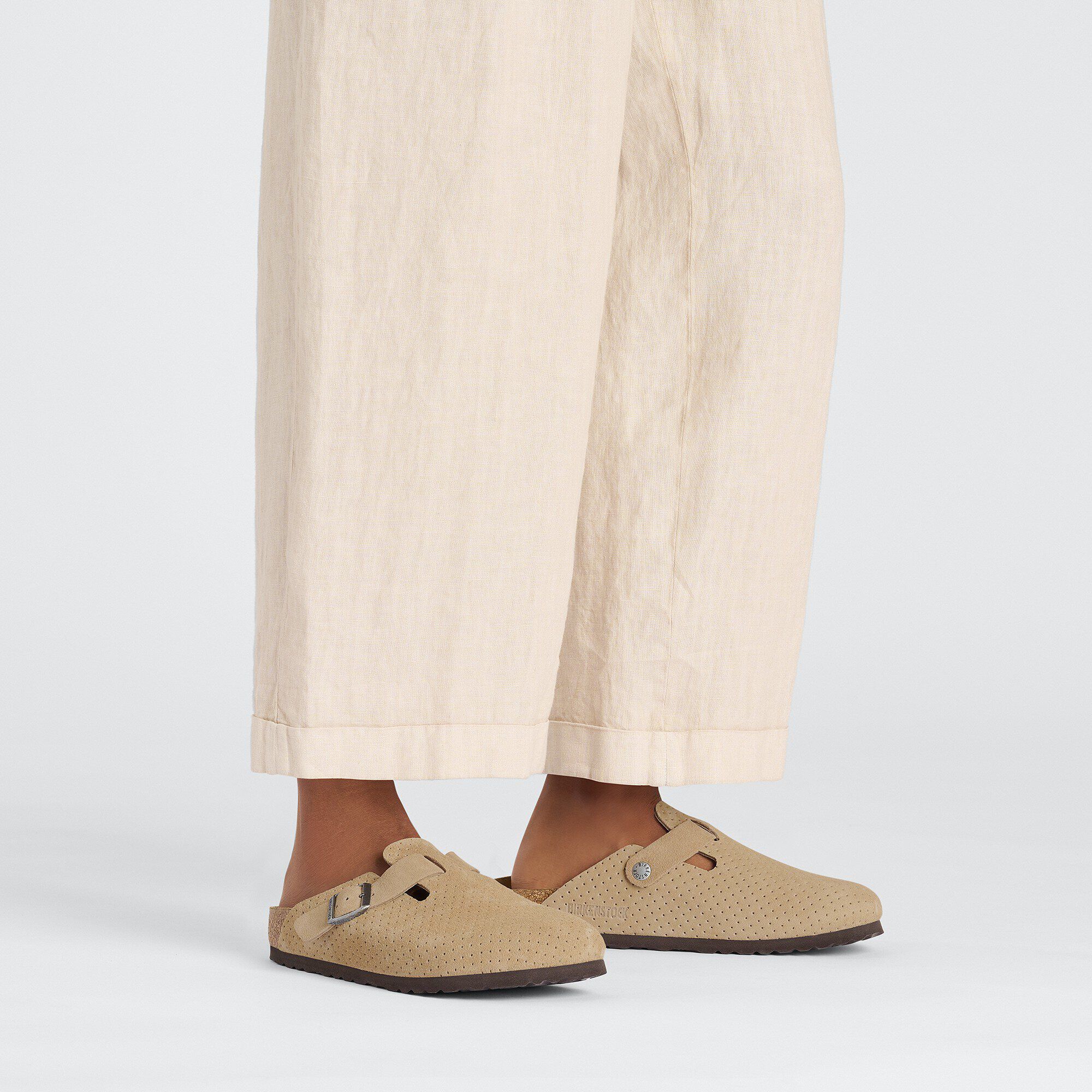 Boston Suede Embossed Dotted New Beige | BIRKENSTOCK