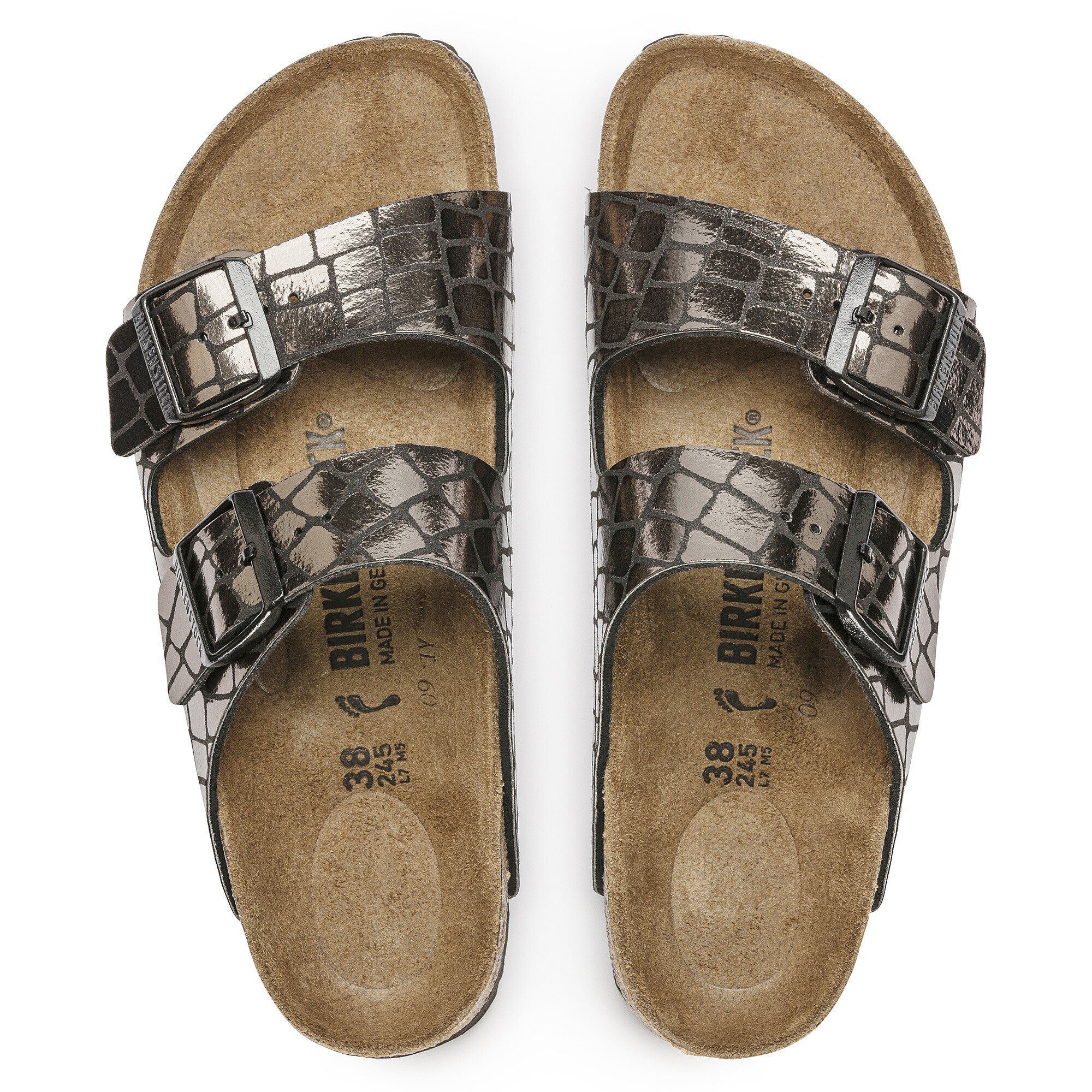 Birkenstock arizona sandal in gator black top