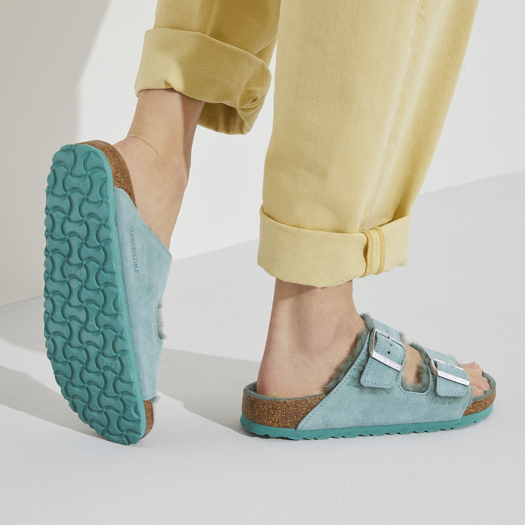 Birkenstock arizona shop washed metallic aqua